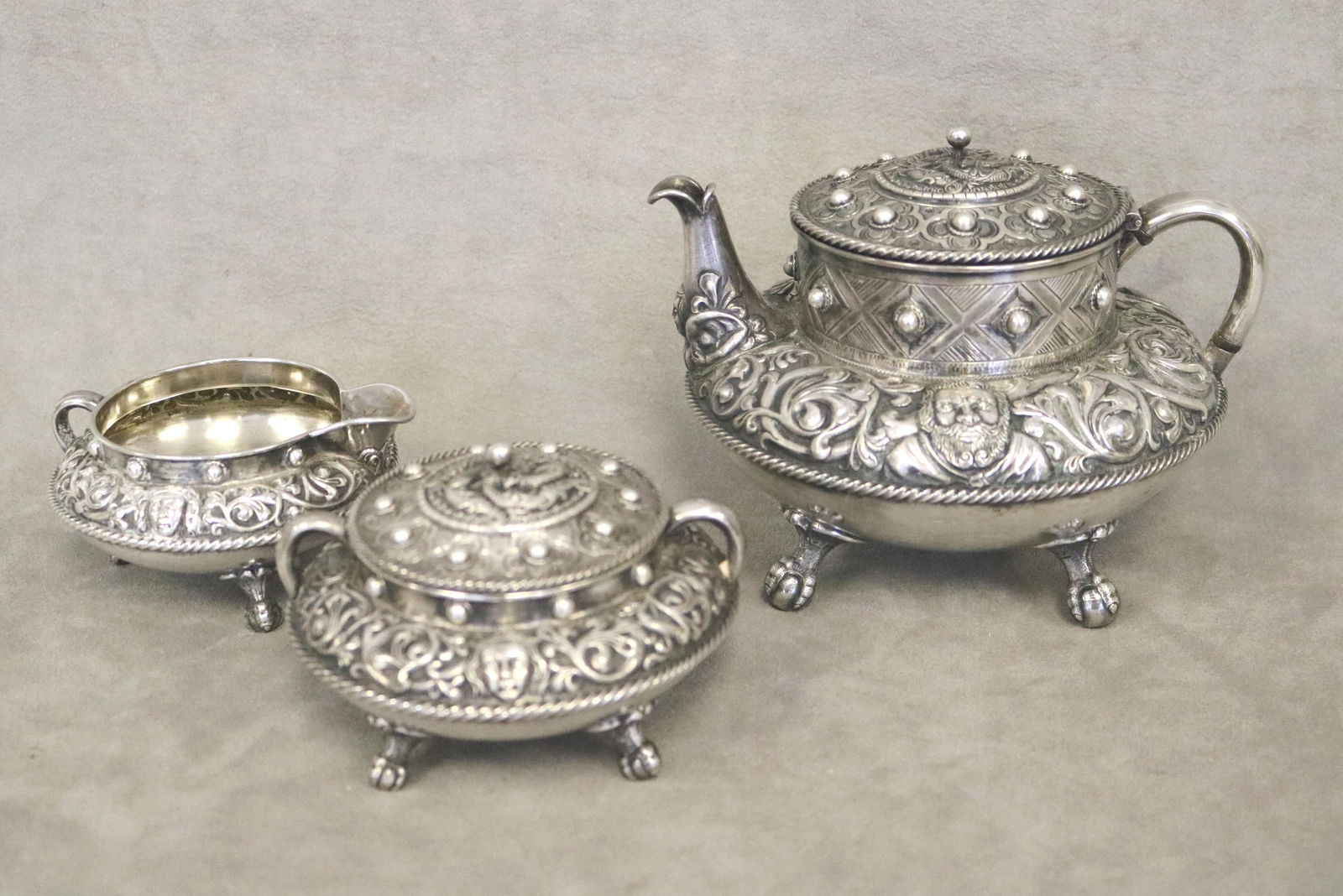 THREE-PIECE NORWEGIAN TRONDHEIM DRAGESTIL STYLE SILVER (830-FINE) TEA SET CUSTOM-MADE BY HENRIK (1 of 20)