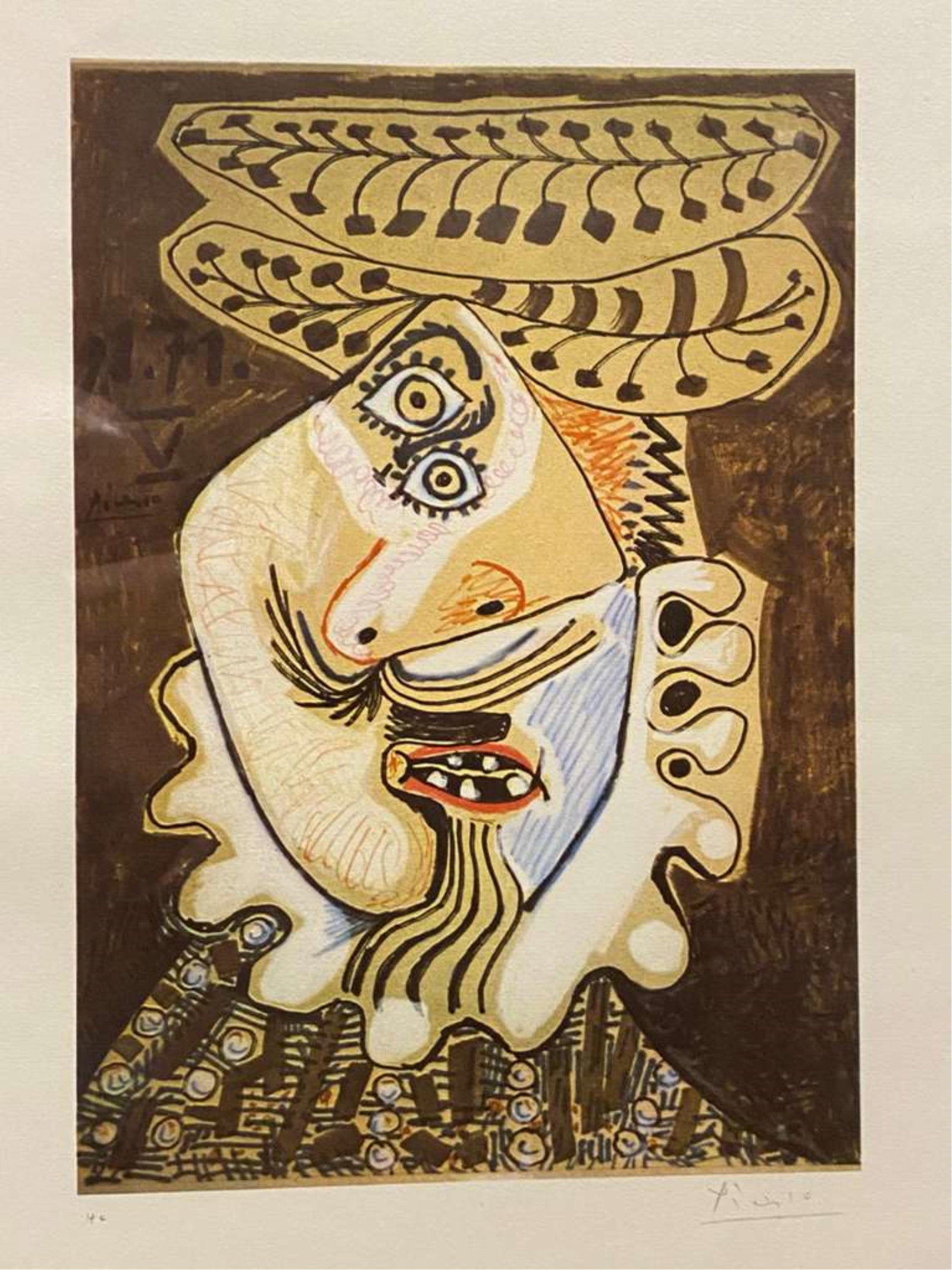 PABLO PICASSO, (Spanish 20th Century). Gentilhomme 1.9.71V, circa 1975, Color lithograph on paper,: PABLO PICASSOSpanish, 20th CenturyGentilhomme 1.9.71V, circa 1975Color lithograph on paperLimited edition lithograph. It is an Hors Commerce which are technically outside the commercial edition. Penci