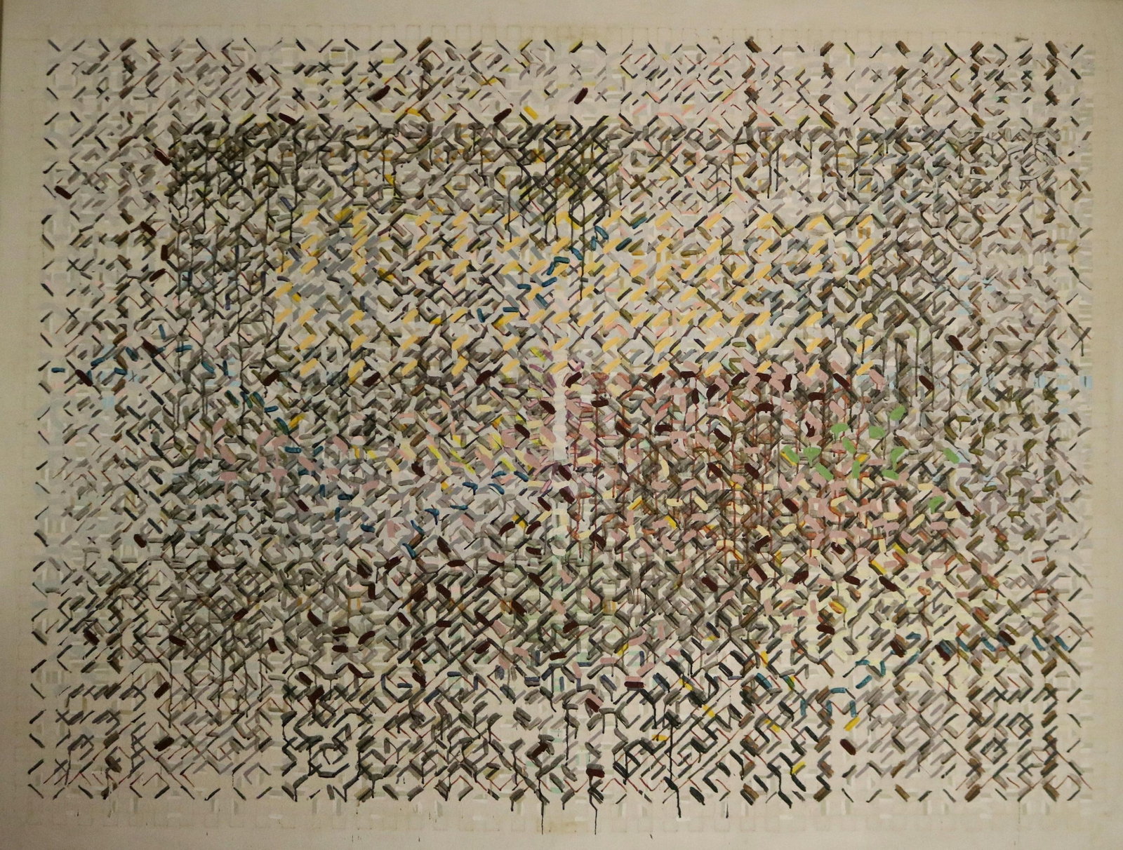 JERRY CLAPSADDLE, (American 1941 -2023). Slot, 1975, 70 x 93 inches: JERRY CLAPSADDLEAmerican, 1941 -2023Slot, 1975Acrylic on canvas. Verso signed, dated and titled. Framed70 x 93 inches ARTIST PROFILE: Jerry Clapsaddle (1941–2023) was an American painter and