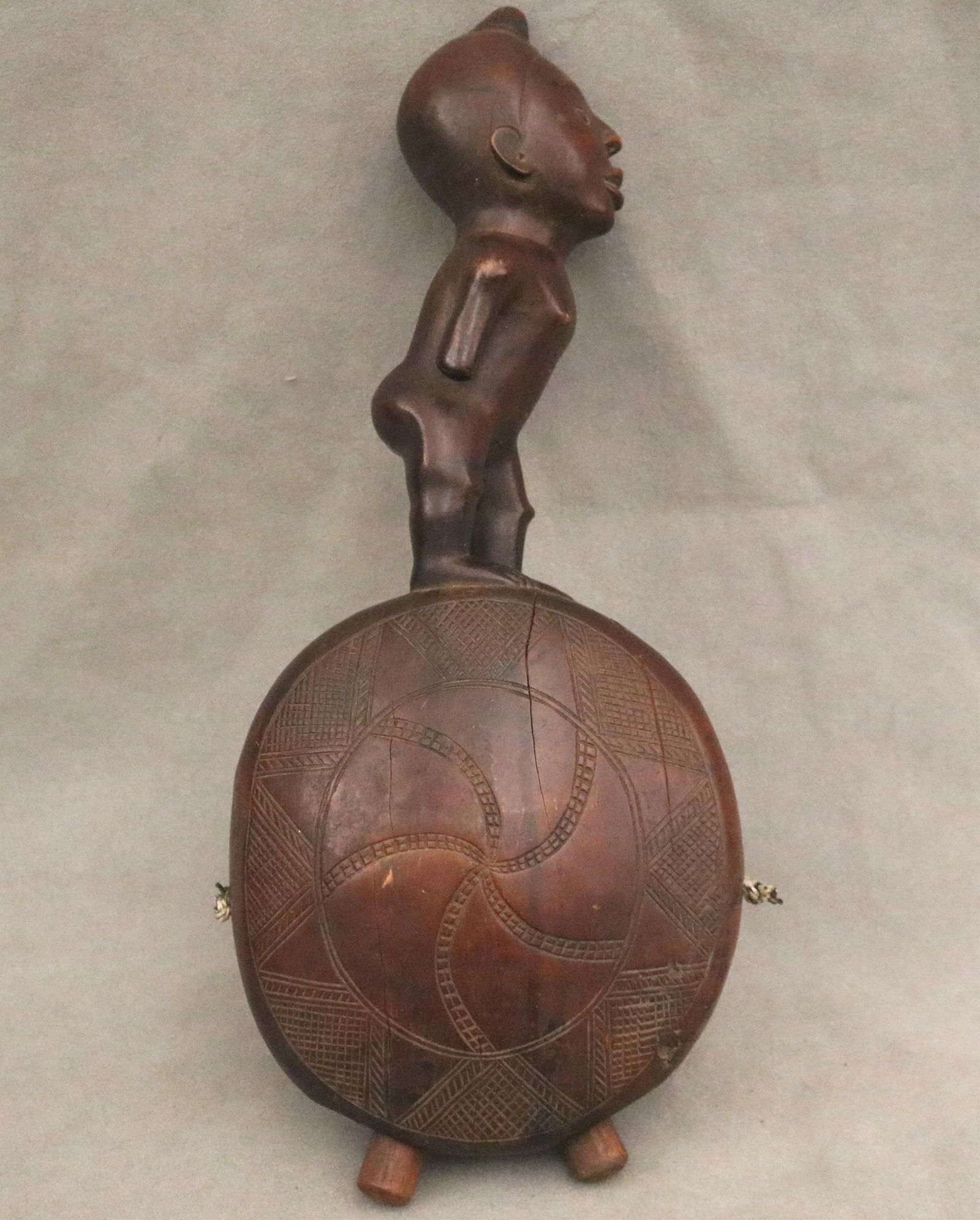 CONGOLESE KONGO RITUAL BELL Democratic Republic of the Congo - Height: 16 inches.: CONGOLESE KONGO RITUAL BELL Democratic Republic of the Congo This Kongo bell from the Democratic Republic of the Congo is an exquisite ritual object that merges functional acoustics with high-status s