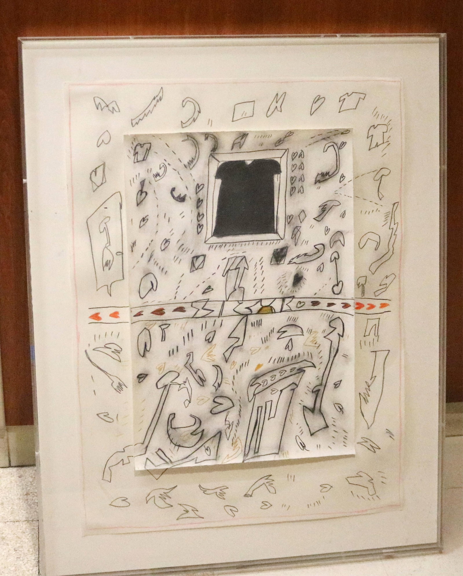 BENITA BERMAN, (American 20th century). Bits and Pieces II, 1988, Mixed Media on paper, 36 x 28: BENITA BERMANAmerican, 20th centuryBits and Pieces II, 1988Mixed Media on paperVerso Florida-based Gallery Ninety-Nine label provides title, year and dimensions. Framed. Not examined out of frame.36