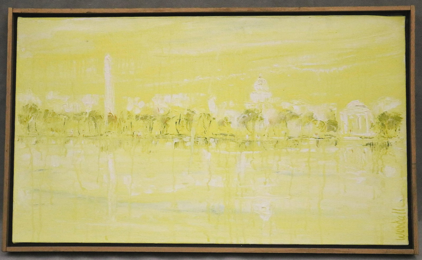 DOROTHY LORRAINE “DOT?? WOODALL, (American 1919-2016). Landscape of Washington DC, Oil on canvas,: DOROTHY LORRAINE “DOT” WOODALLAmerican, 1919-2016Landscape of Washington DCOil on canvasSigned lower right. Framed.14 x 24 in. (35.6 x 61 cm.), Frame: 15 x 25 in. (38.1 x 63.5 cm.)