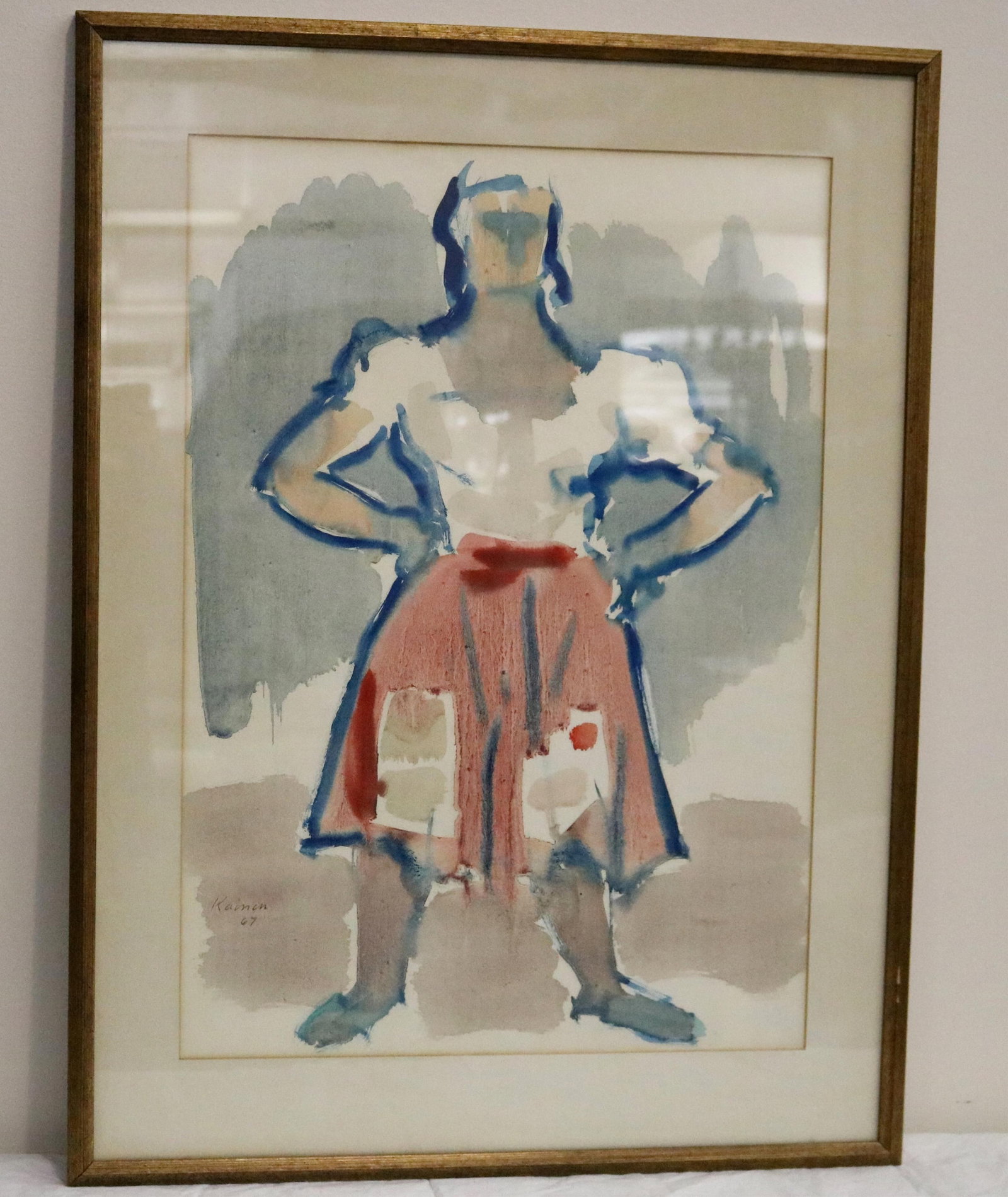 JACOB KAINEN, (American 1909–2001). DATED 1967, Watercolor: JACOB KAINENAmerican, 1909–2001DATED 1967WatercolorSigned and dated lower left hand corner. Framed. Not examined out of frame.ARTIST PROFILE: Jacob Kainen (1909–2001) was a prolific Am