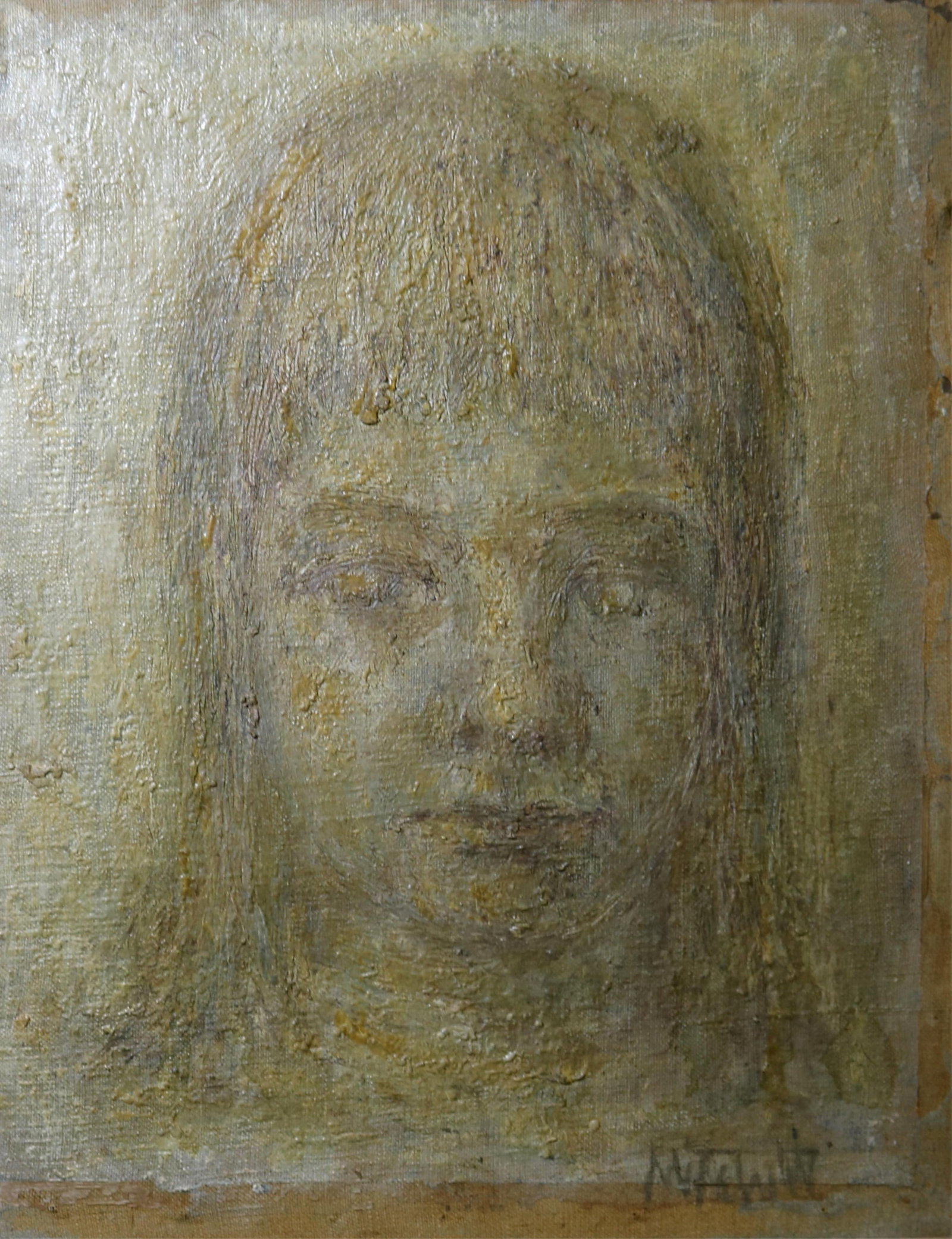 MARVIN CHERNEY (ATTRIBUTED), (American 1925–1967). Study in the Style of Cherney: MARVIN CHERNEY (ATTRIBUTED)American, 1925–1967Study in the Style of CherneyThis framed painting features a monochromatic, earth-toned palette that lends the subject an ethereal and almost sculptural