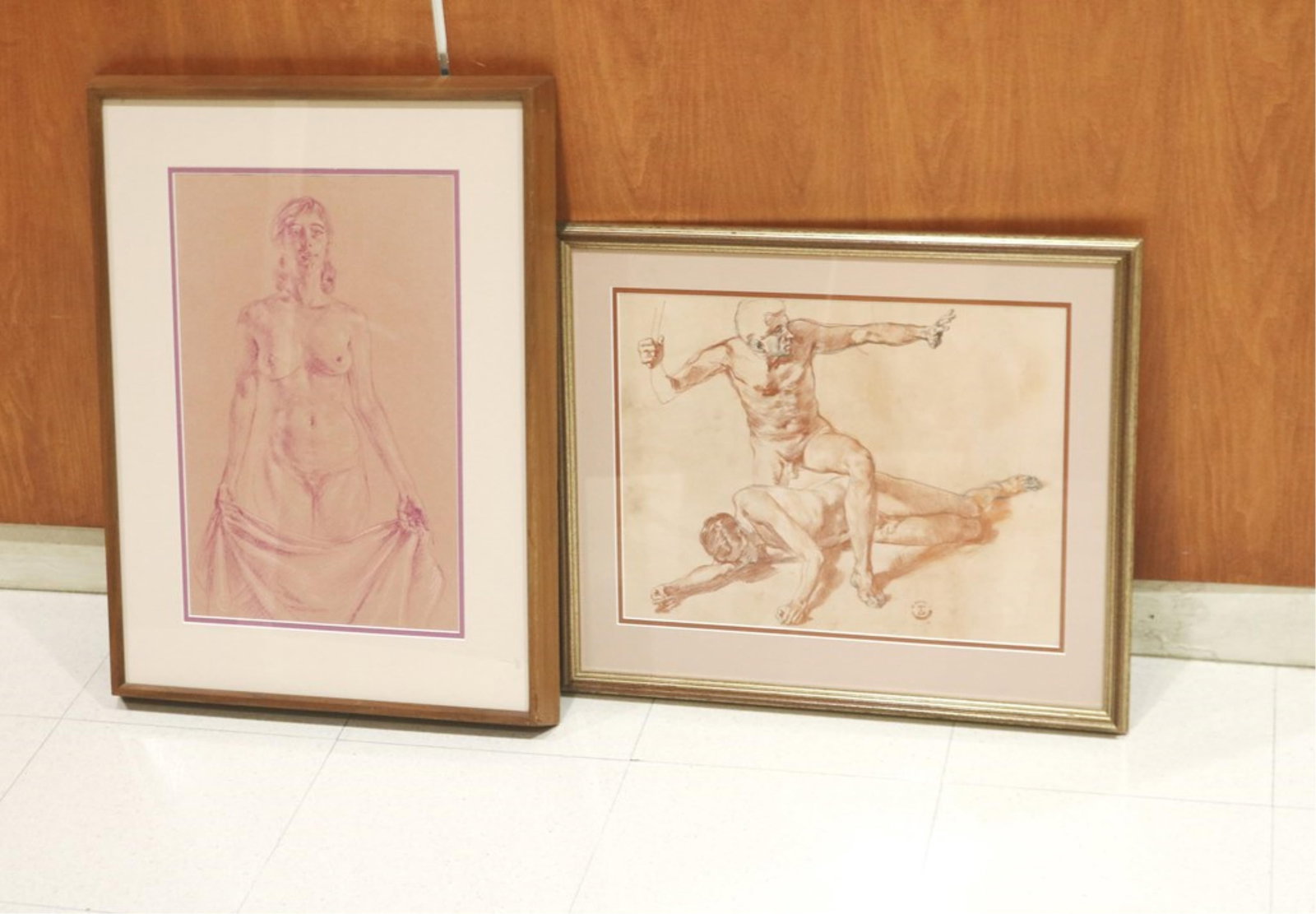 TED SETH SETH JACOBS, (American 1927–2019). Two works: "The Bath" and "Pair of Naked Studies.",: TED SETH SETH JACOBSAmerican, 1927–2019Two works: "The Bath" and "Pair of Naked Studies."Drawings"The Bath" Frame: 18.5 x 25 inches ARTIST PROFILE: Ted Seth Jacobs (1927–2019) was a profoundl