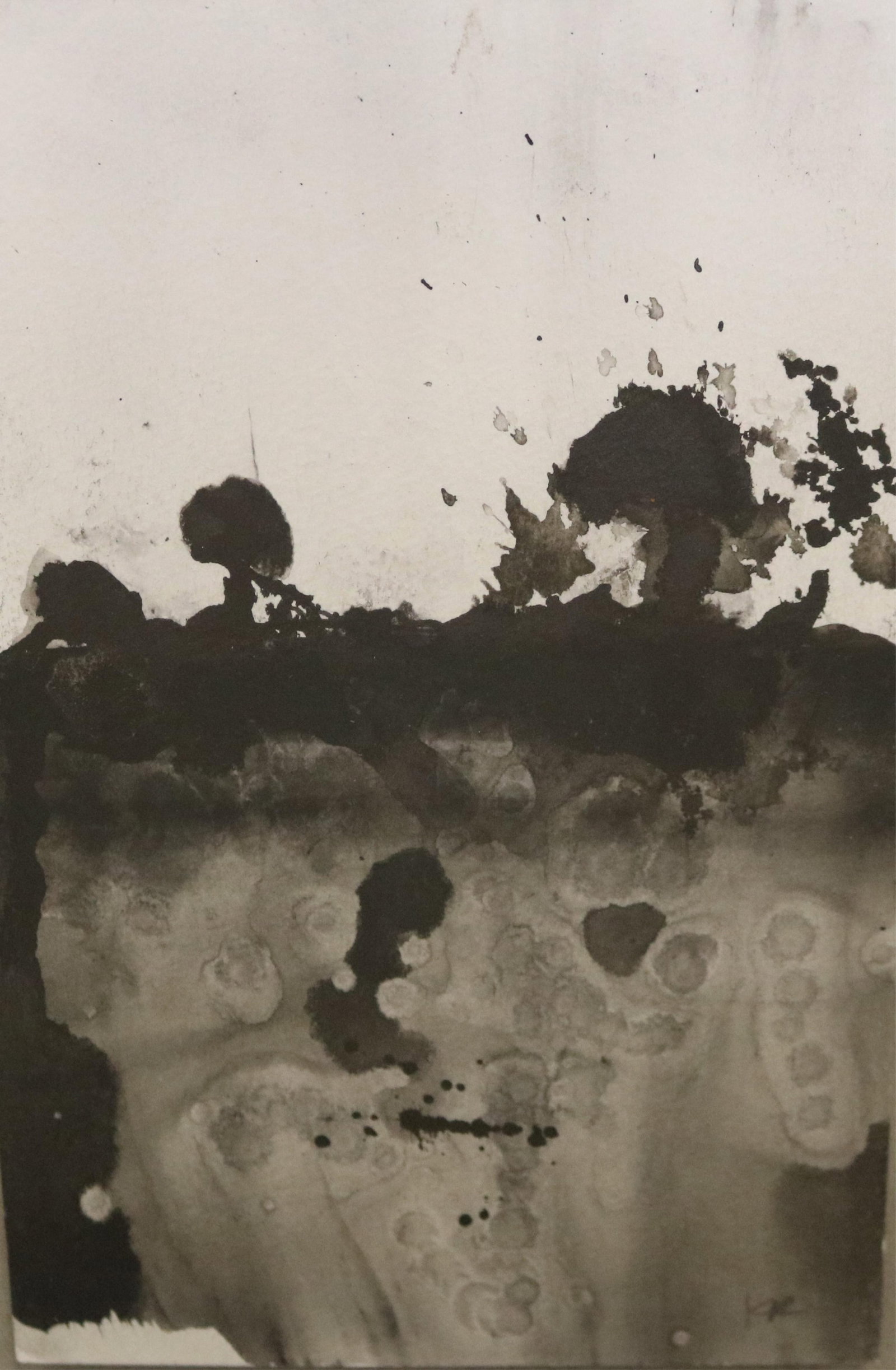 AMERICAN SCHOOL , (21st Century). Sumi-e Style Landscape, Ink and watercolor on paper, 9 x 6 inches;: AMERICAN SCHOOL21st CenturySumi-e Style LandscapeInk and watercolor on paperContemporary monochromatic ink-wash (Sumi-e) produced and framed by Soicher Marin, a California-based fine art house. Signed