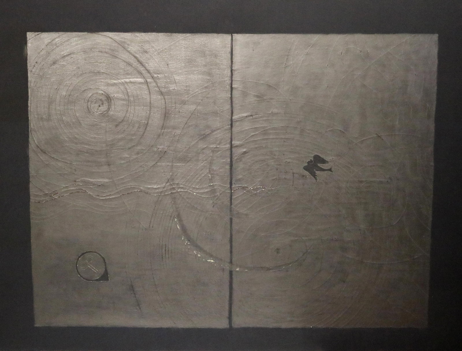 AMERICAN SCHOOL , (20th Century). Soul Song, 1981, Mixed media on canvas: AMERICAN SCHOOL20th CenturySoul Song, 1981Mixed media on canvasMixed media on canvas. Verso inscription gives the name of the artist as J. M. Dow. Verso titled and dated. The artwork features an abstr