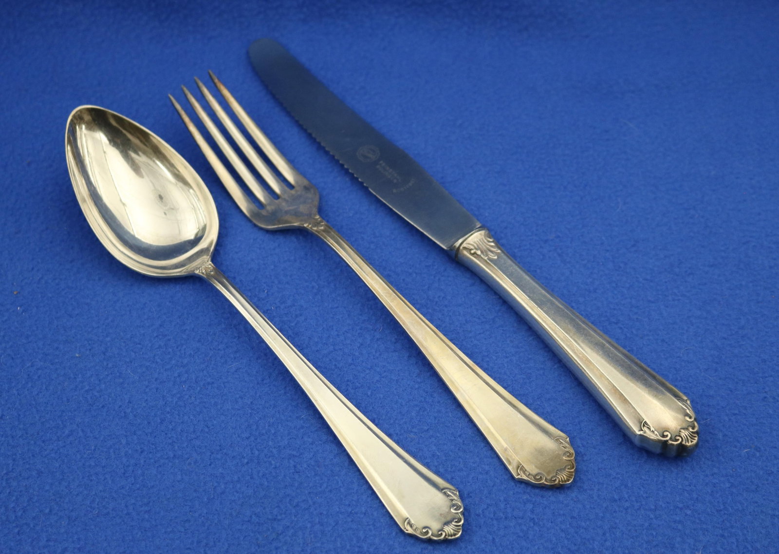 67-PIECE PARTIAL SERVICE GERMAN SILVER-PLATED FLATWARE - . (1 of 8)