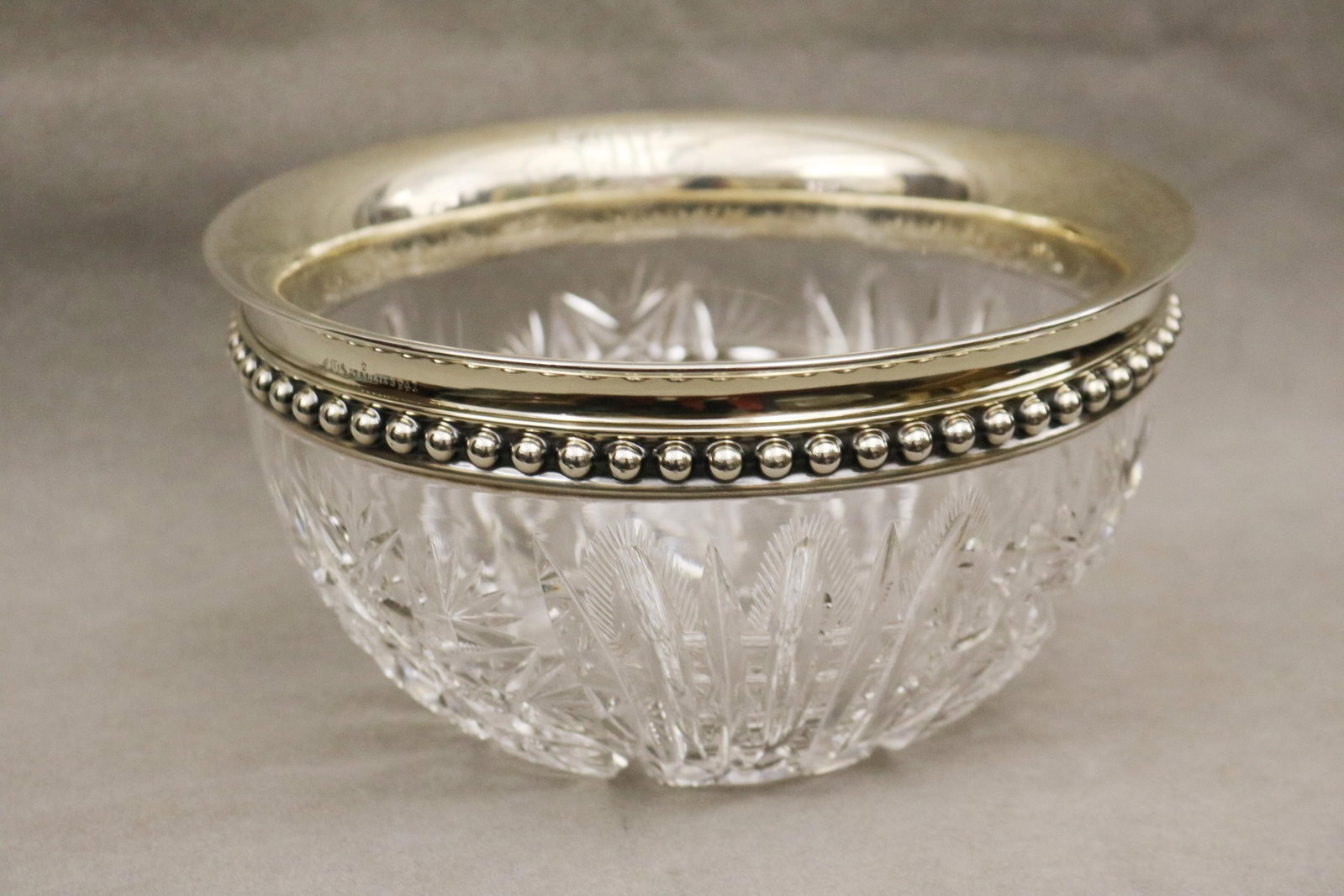 AMERICAN BRILLIANT PERIOD CUT COLOR CRYSTAL BOWL WITH REED & BARTON STERLNG SILVER RIM late 19th (1 of 8)