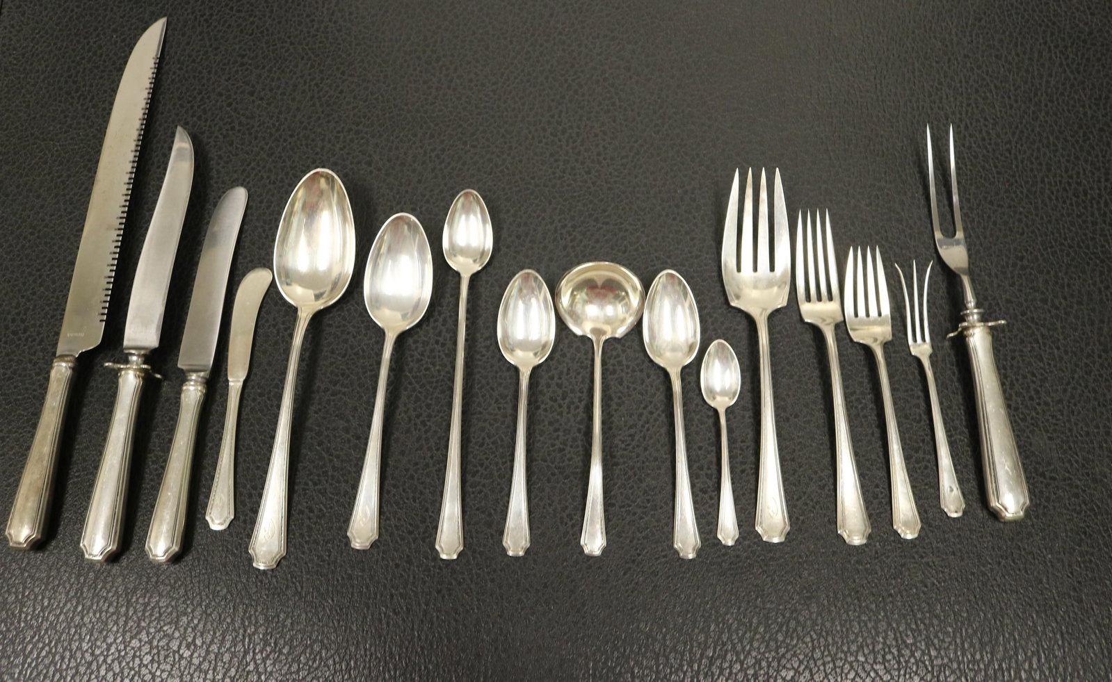 75-PIECE SERVICE TOWLE CO. "LADY CONSTANCE" PATTERN STERLING SILVER FLATWARE SERVICE - Weighable (1 of 7)