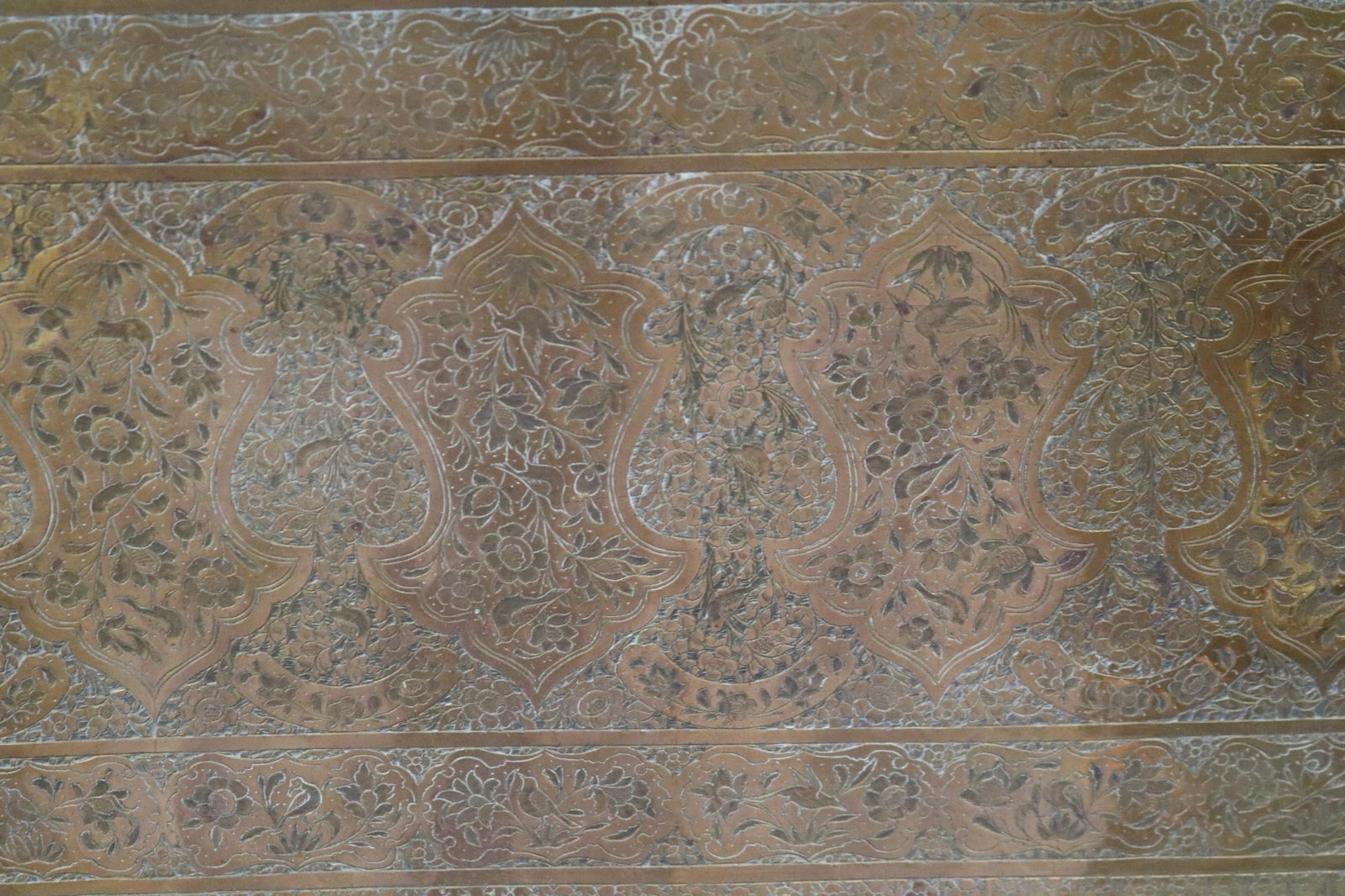 TWO VINTAGE INDIAN BRASS RECTANGULAR TRAYS - . - 13