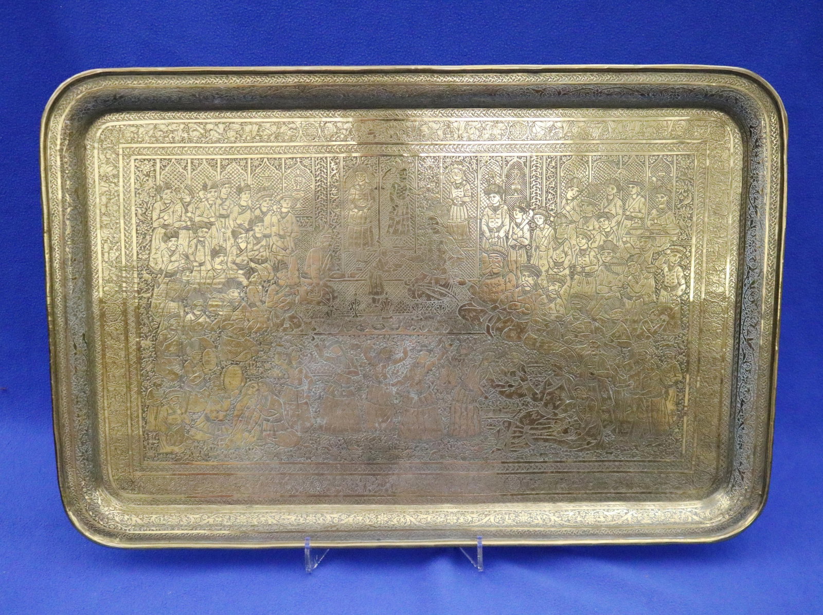 TWO VINTAGE INDIAN BRASS RECTANGULAR TRAYS - . - 3
