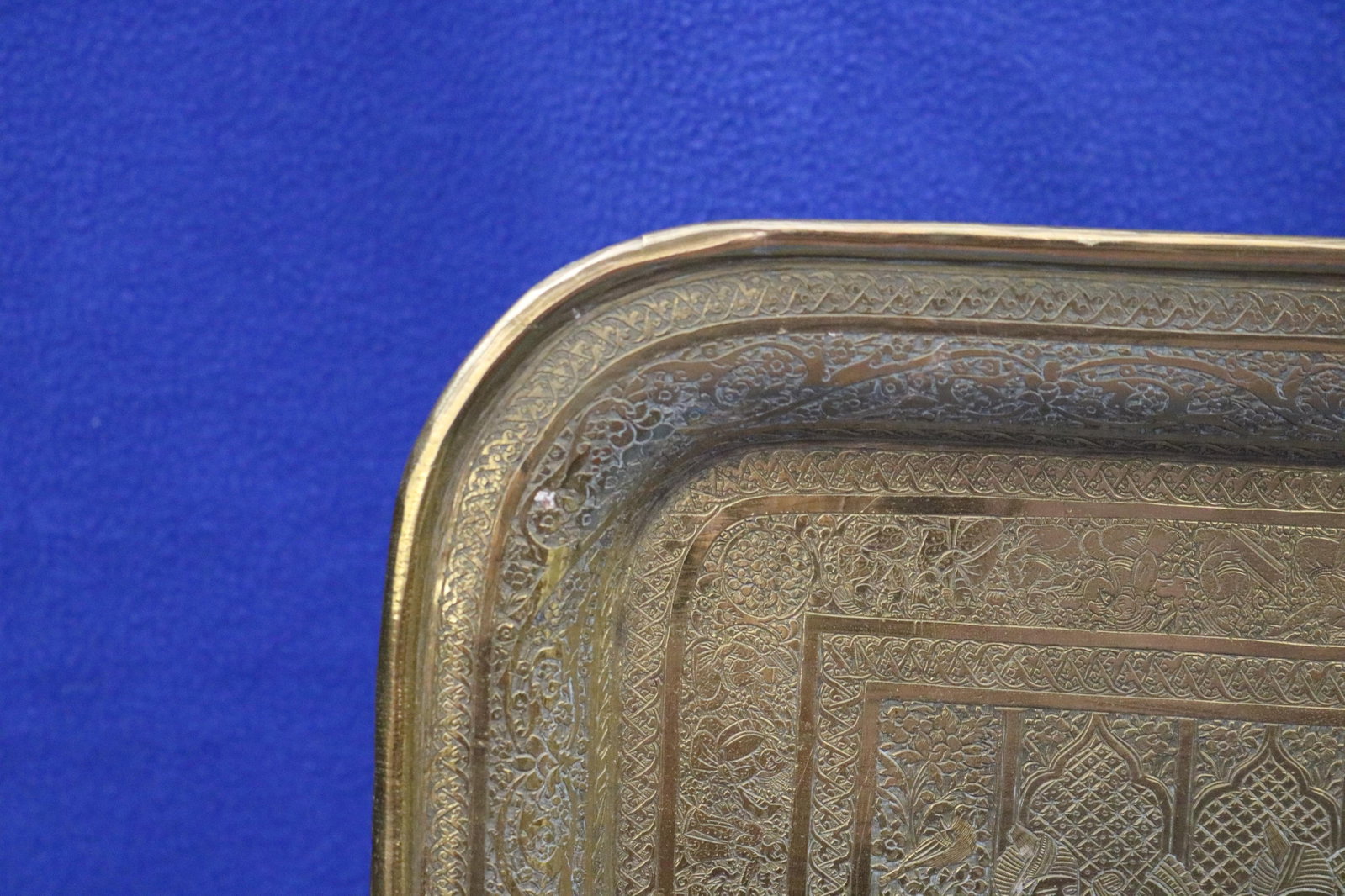TWO VINTAGE INDIAN BRASS RECTANGULAR TRAYS - . - 8