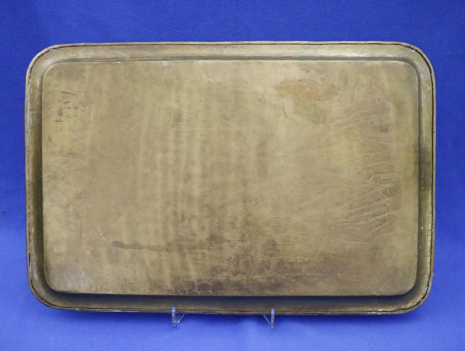 TWO VINTAGE INDIAN BRASS RECTANGULAR TRAYS - . - 9