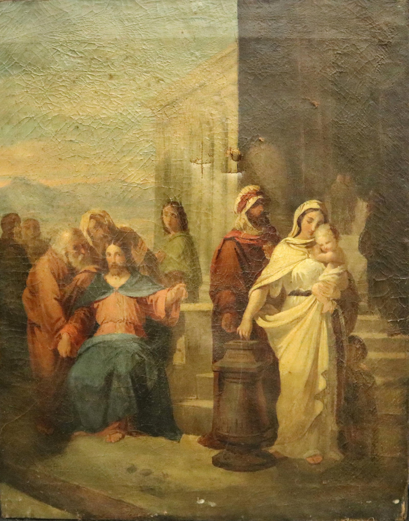 "THE WIDOW'S MITE" (JESUS AND THE POOR WIDOW AT THE TEMPLE TREASURY) - 25.5 x 20 inches. (1 of 20)