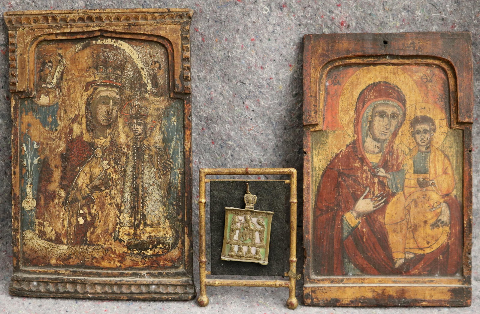 THREE ICONS LIKELY OF EASTERN ORTHODOX OR BYZANTINE IN ORIGIN - . (1 of 9)