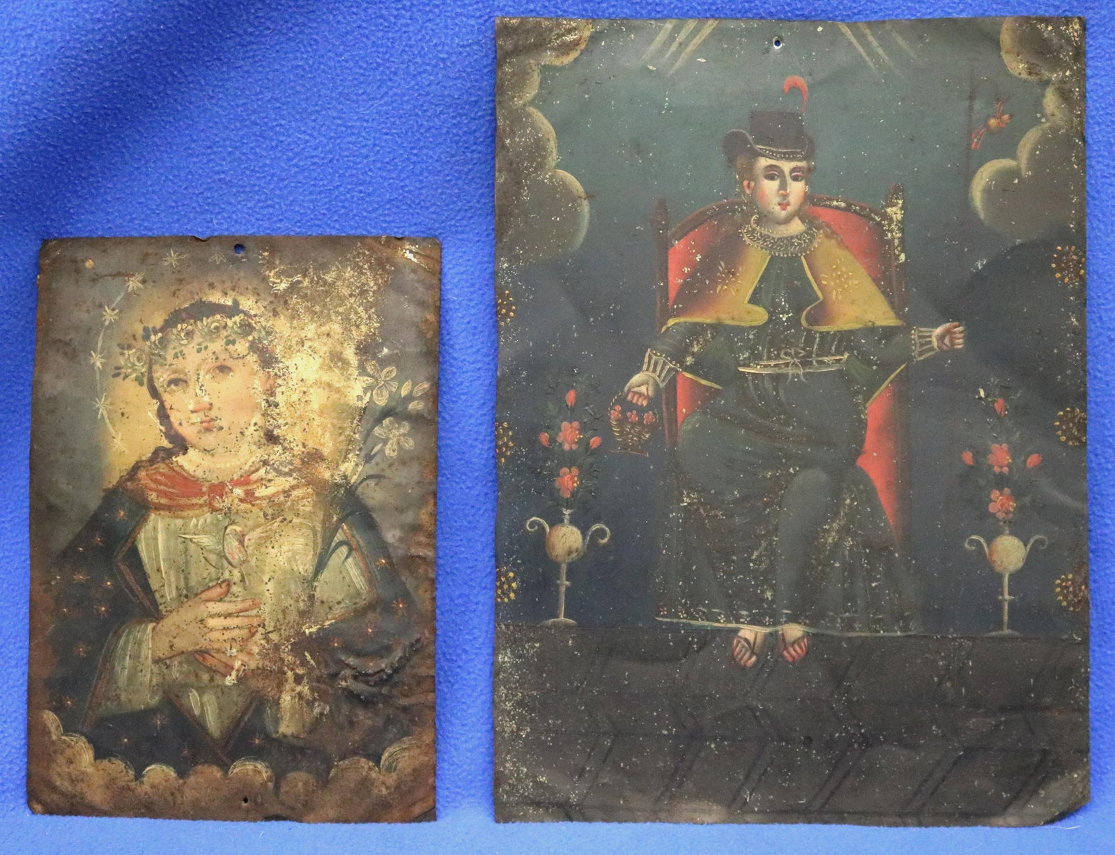 OIL ON TIN PAINTINGS OR RETABLOS OF "THE SOUL OF MARY" AND "THE HOLY CHILD OF ATOCHA" - . (1 of 17)