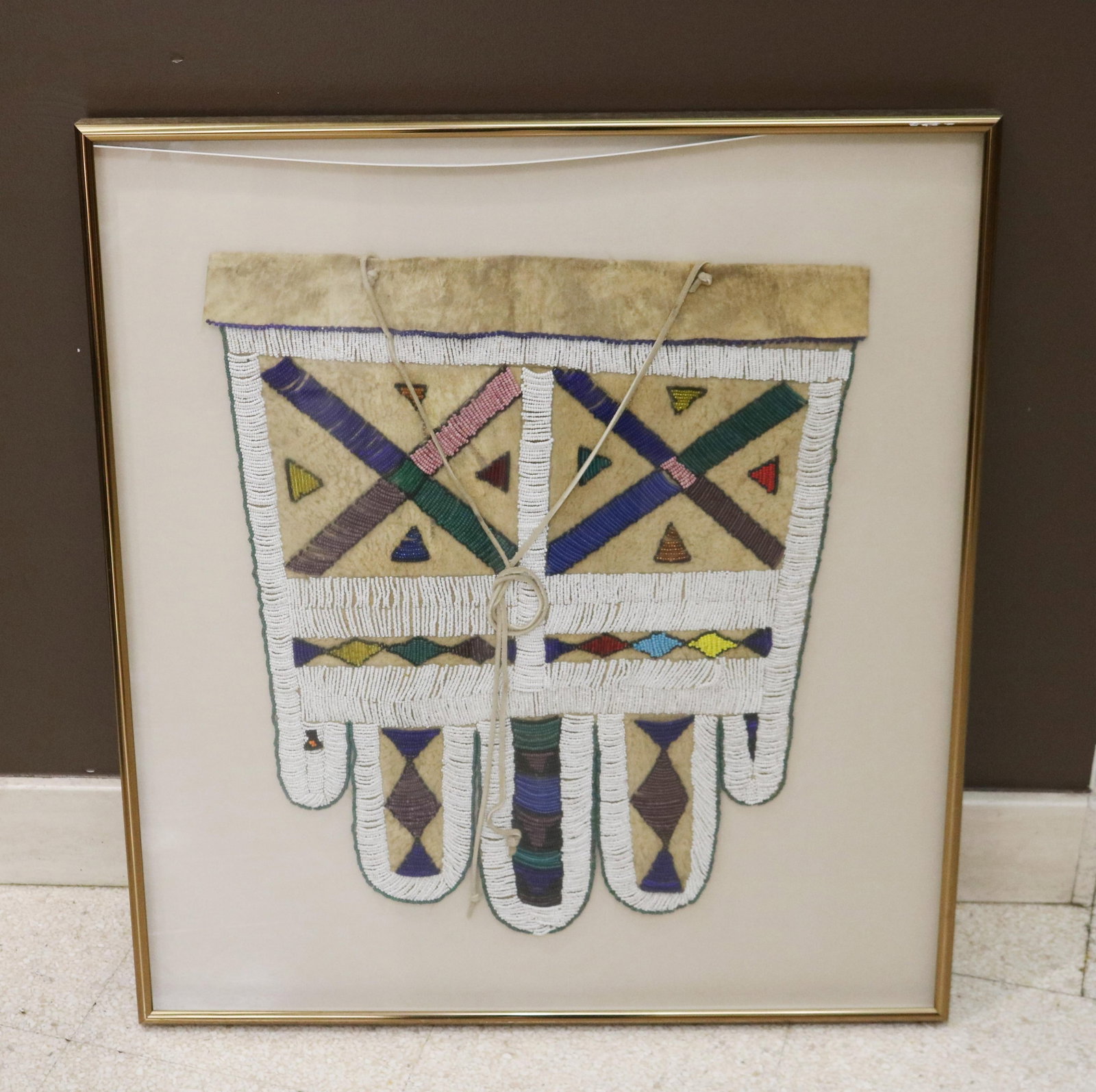 FRAMED BEAD-WORK, AFRICAN CEREMONIAL WAIST VESTMENT - . (1 of 9)