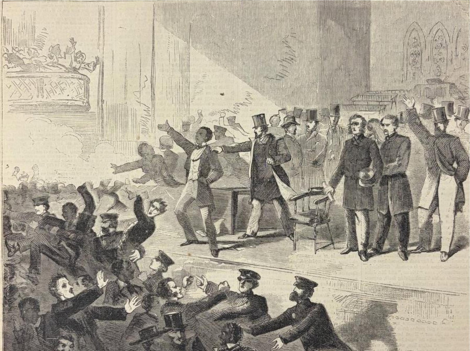 Expulsion of Negroes and Abolitionists from Tremont Temple, Boston December 1860, Harper's Weekly (1 of 10)