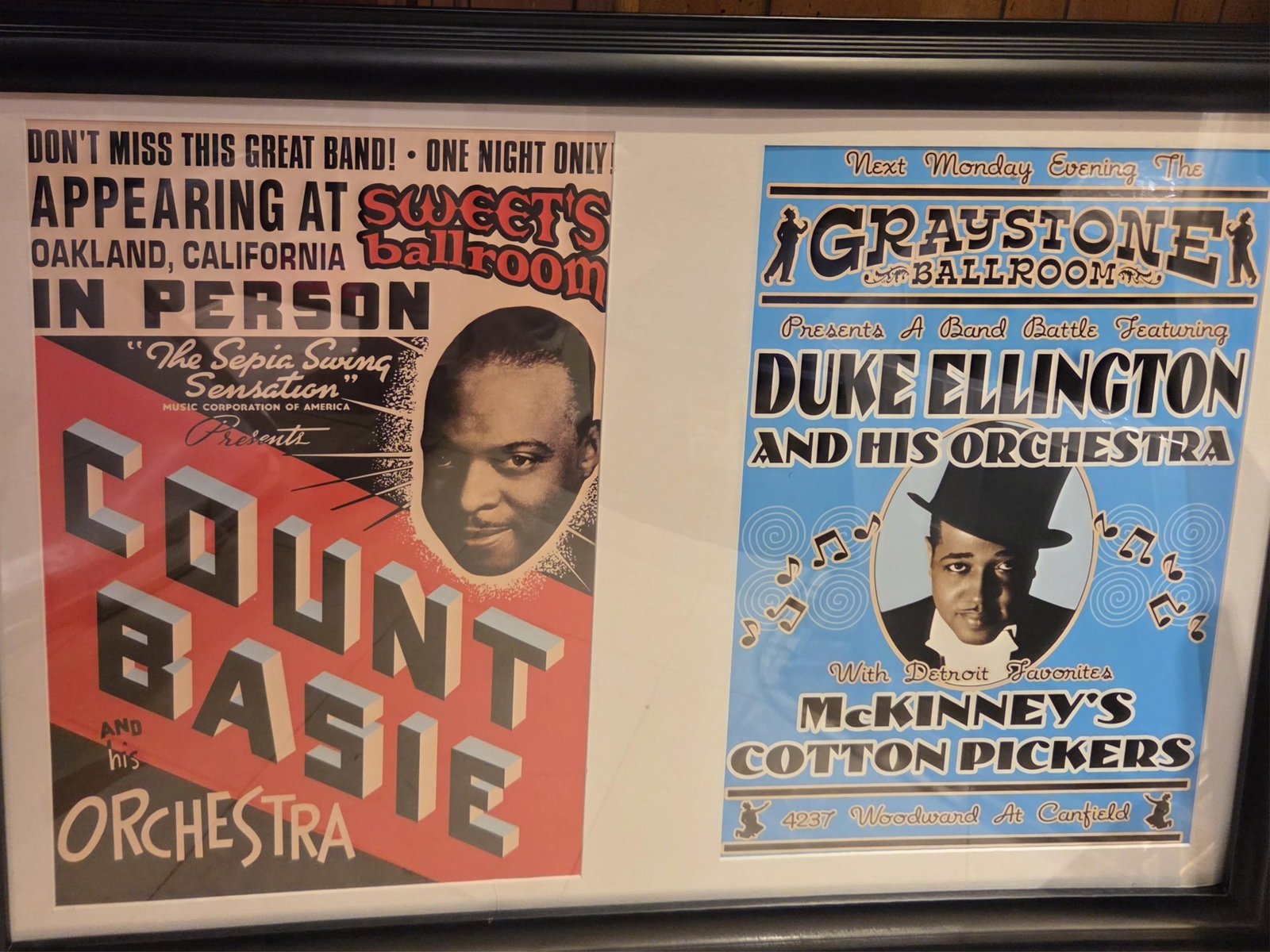 Framed Pair of Vintage Big Band Era Concert Posters (Reproduction) Lithographic poster - Each (1 of 1)