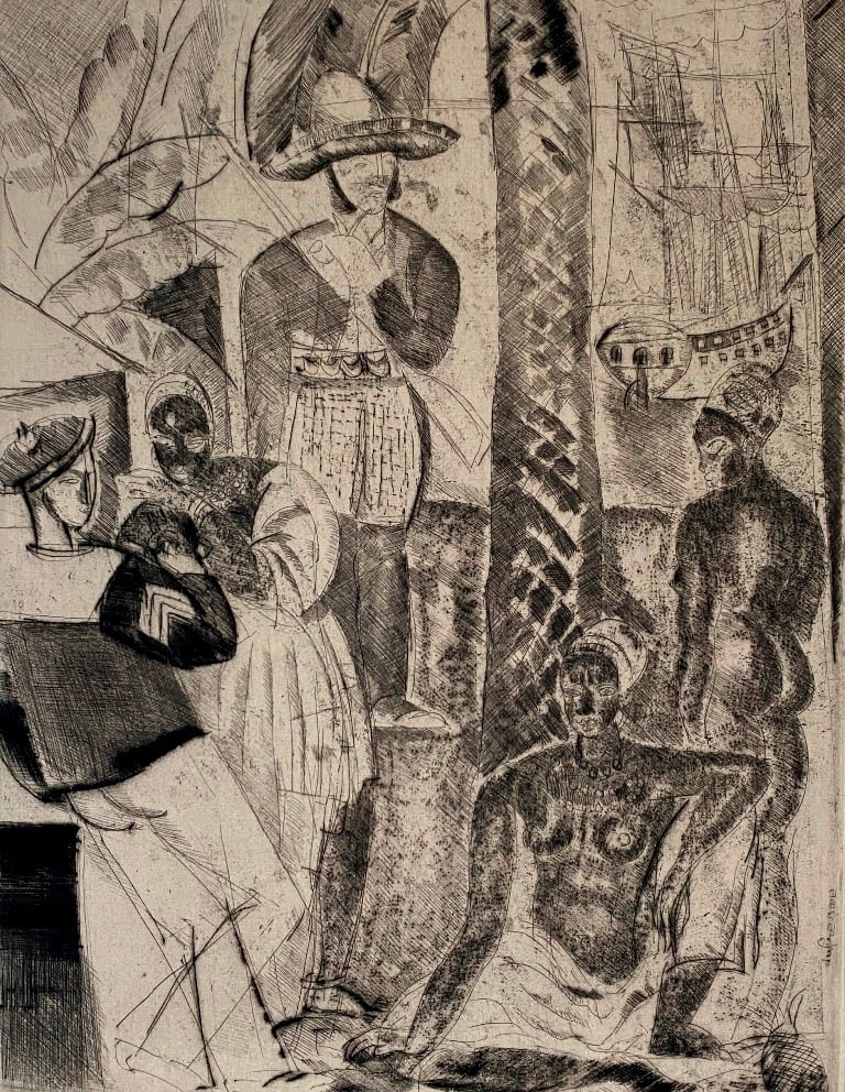 The North African "Le Planteur" -- Dufresne?s fusion of Cubist structure and Fauvist expressionism: The North African "Le Planteur" -- Dufresne?s fusion of Cubist structure and Fauvist expressionism circa 1919 CHARLES DUFRESNE (French, 1876-1938). Le Planteur, circa 1919, Limited edition etching and