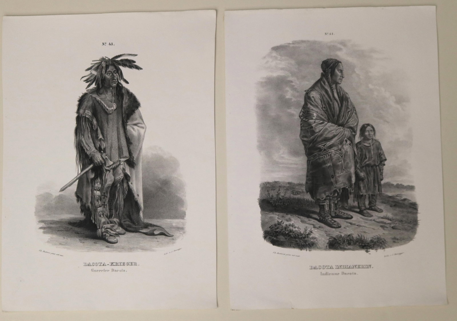 Dakota Warrior and Dakota Woman with Child, Karl Bodmer, 1836?1843 Engraved in Paris between 1836 (1 of 10)