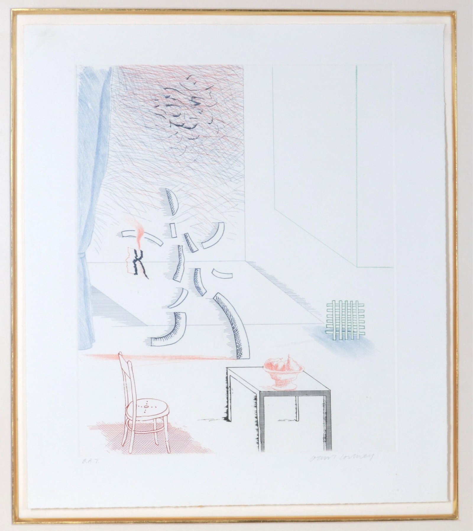 DAVID HOCKNEY (British, born 1937). Tick It, Tock It, Turn It True (Plate 15, The Blue Guitar (1 of 15)