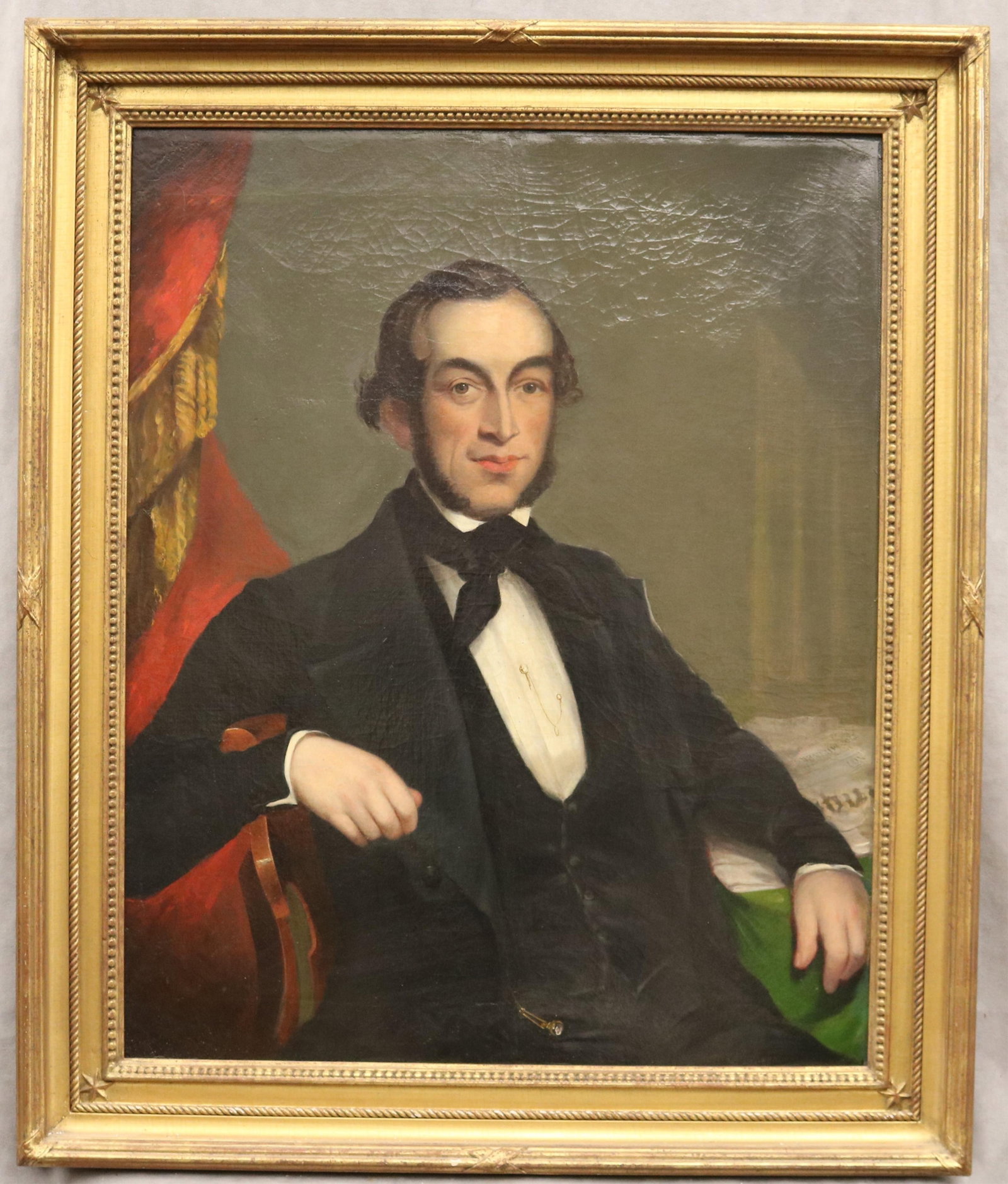 ENGLISH SCHOOL (19th century). Portrait of a Victorian Gentleman, Oil on canvas., 36 x 29 inches; (1 of 16)