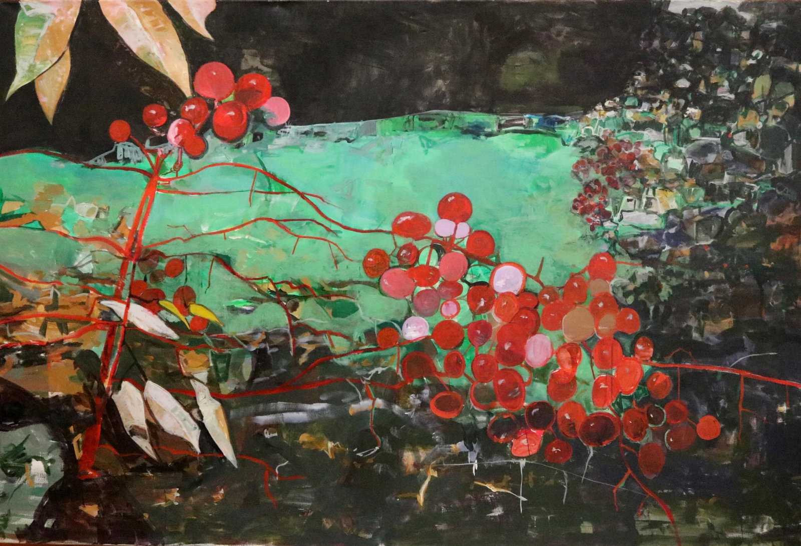 MICHAEL GROSS (American, 1944?2024). Nandina, circa 2000, Oil on canvas., 48 x 72 inches: MICHAEL GROSS American, 1944?2024 Nandina, circa 2000 Oil on canvas. 48 x 72 inches; ARTIST PROFILE: Michael Benjamin Gross (1944?2024) was a prominent Washington, D.C.-area painter and printmak