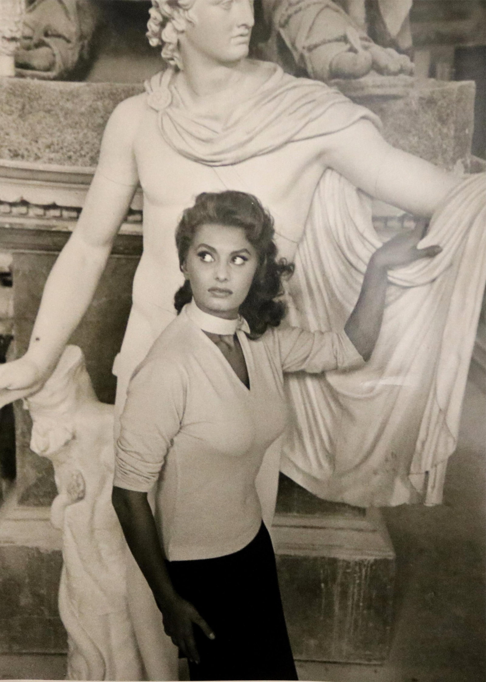 GEORGE DANIELL (American, 1911?2002). Italian actress Sophia Loren, circa 1955, Black-and-white: GEORGE DANIELL American, 1911?2002 Italian actress Sophia Loren, circa 1955 Black-and-white photo On the back of the photograph, a pencil note confirms it is an original negative and it is with the ar