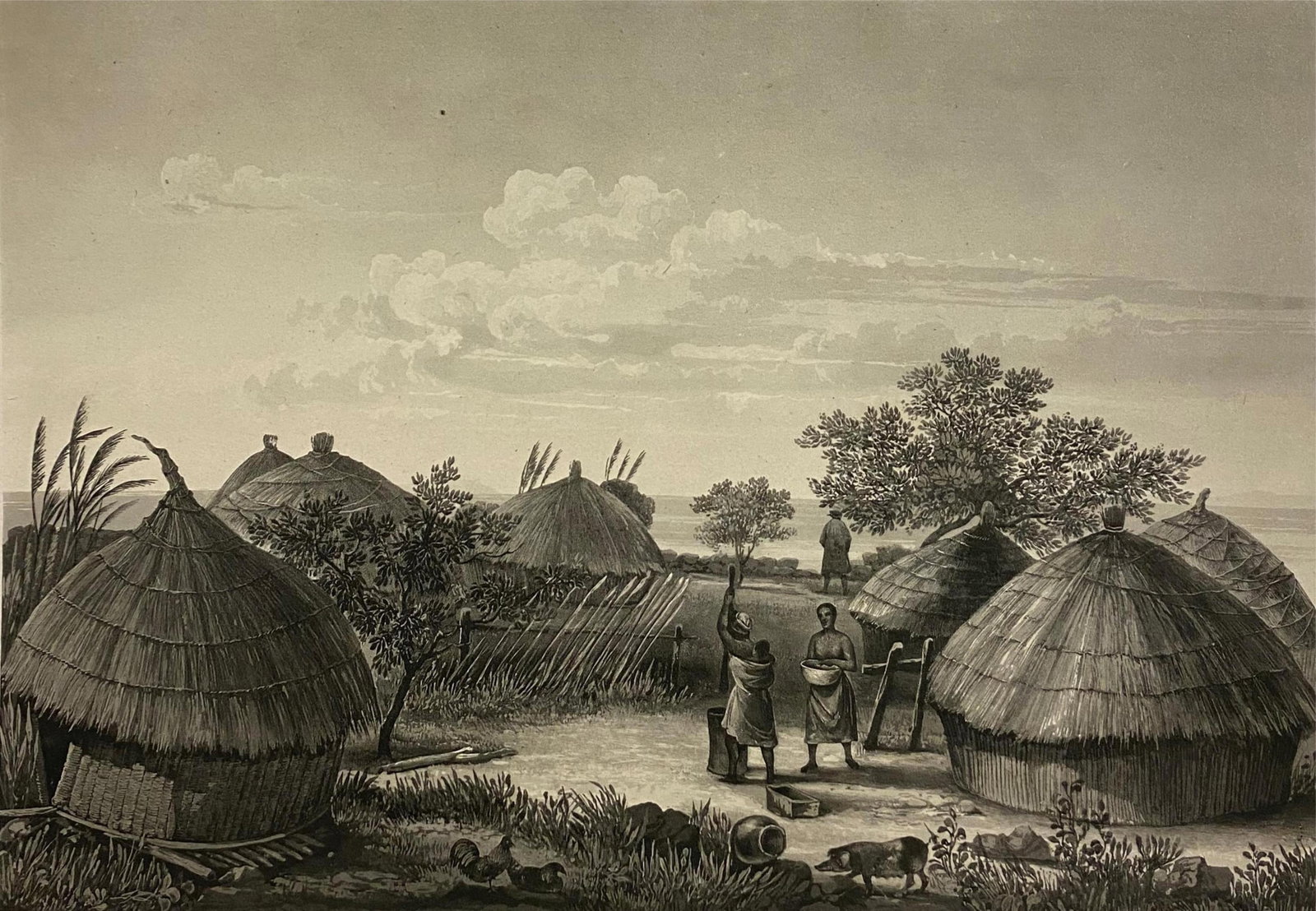 Village de Bel-Air sur la Cote d?Afrique, circa 1835 - Image: 10.5 x 14.5 inches; sheet: 12.25 x (1 of 16)