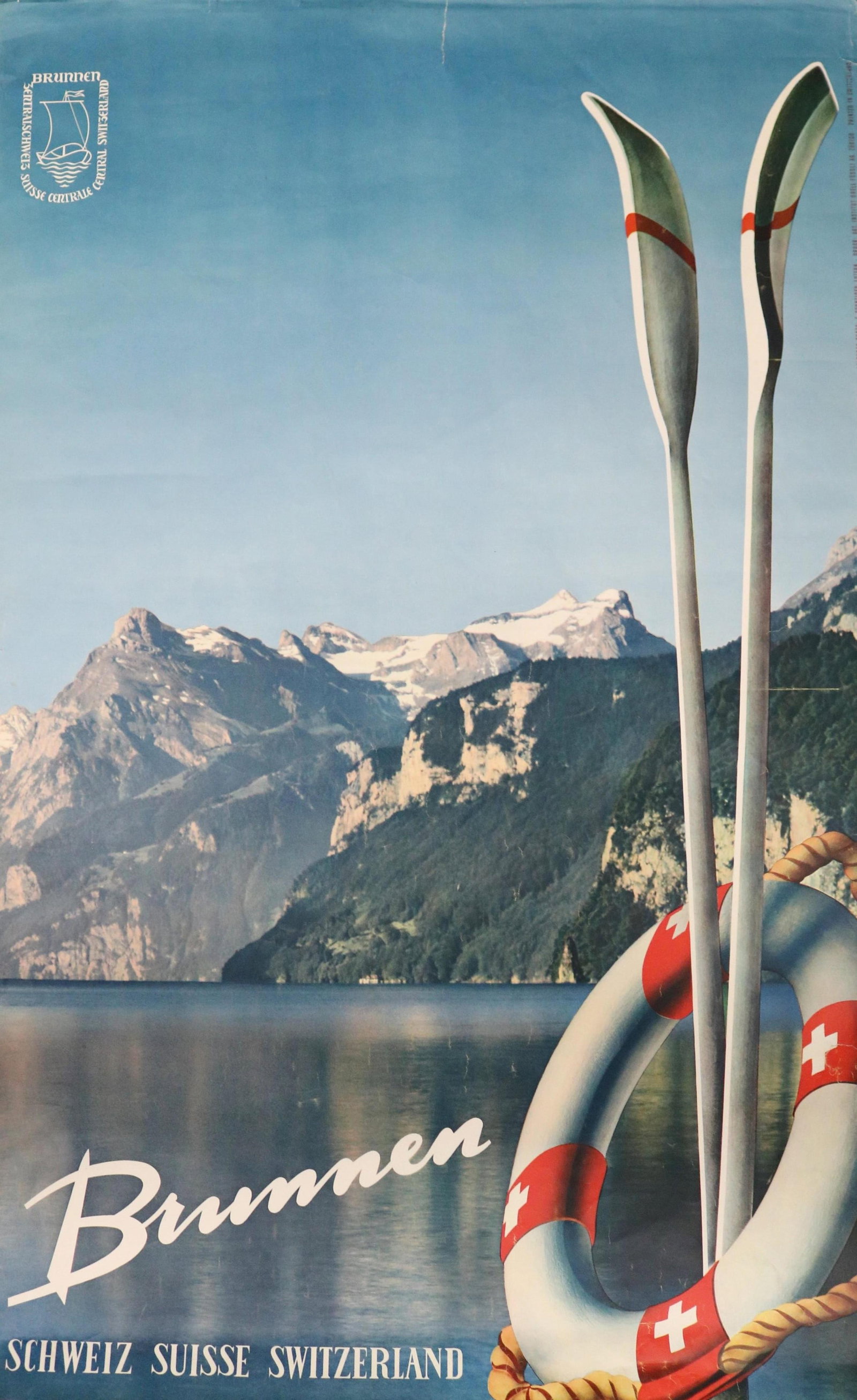 SWISS VINTAGE TRAVEL POSTER TO PROMOTE BRUNNEN, DESIGNED BY H. SCHILTER AND FRANZ SCHNEIDER - . (1 of 11)
