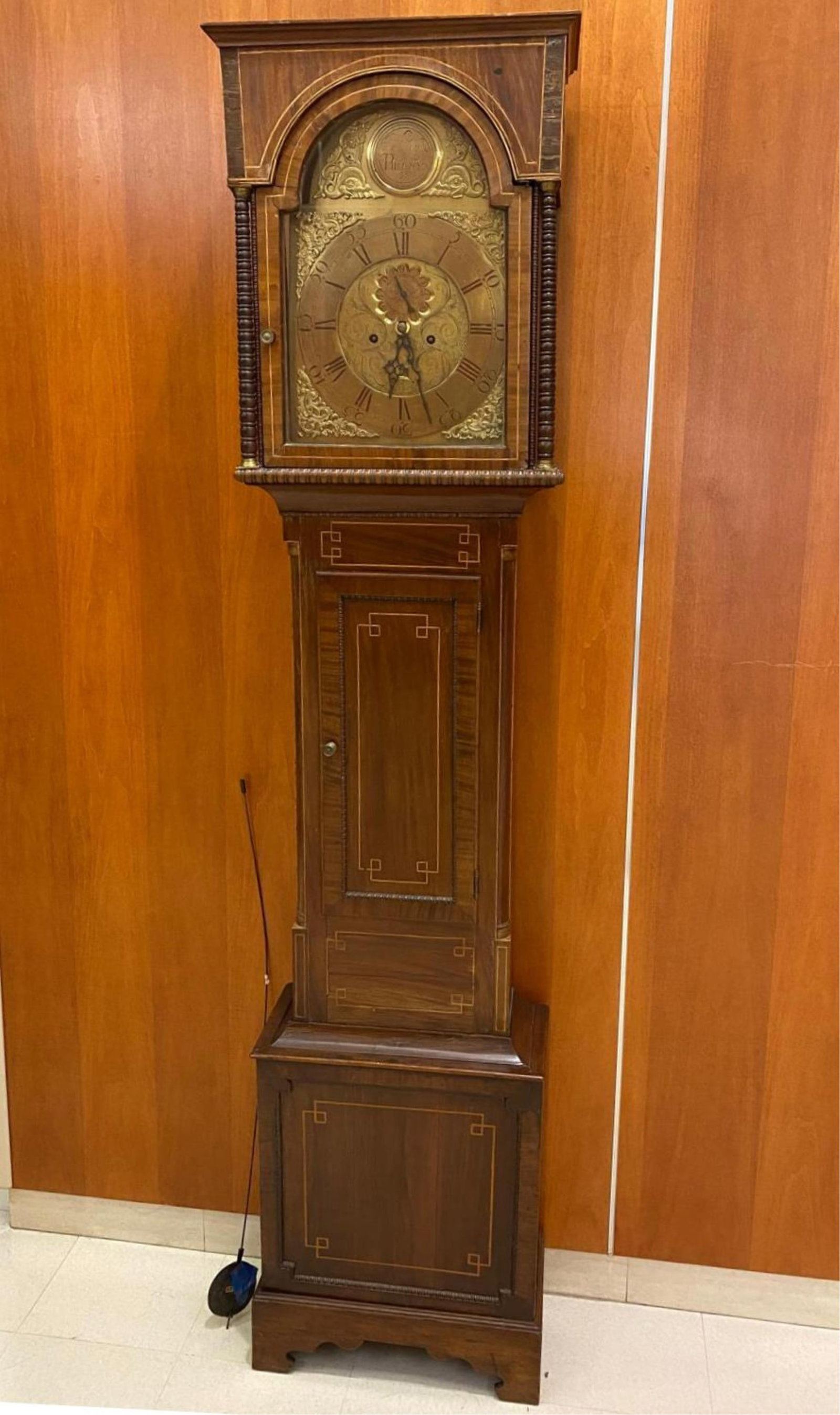 SCOTTISH GEORGE III LINE-INLAID MAHOGANY LONGCASE CLOCK BY MATTHEW WYLIE OF PAISLEY late 18th-early (1 of 20)