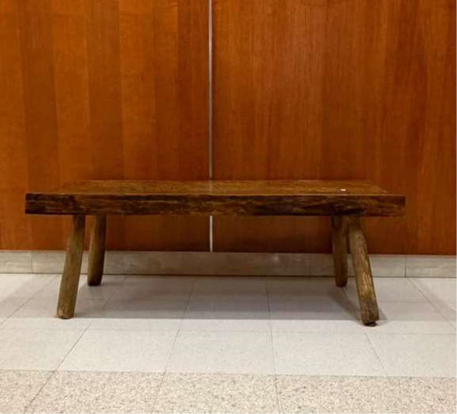 RECTANGULAR RUSTIC WOODEN WORKMAN'S BENCH 19th century - H: 16 1/2 in. Top, 48 in. x 18 3/4 in.. (1 of 5)