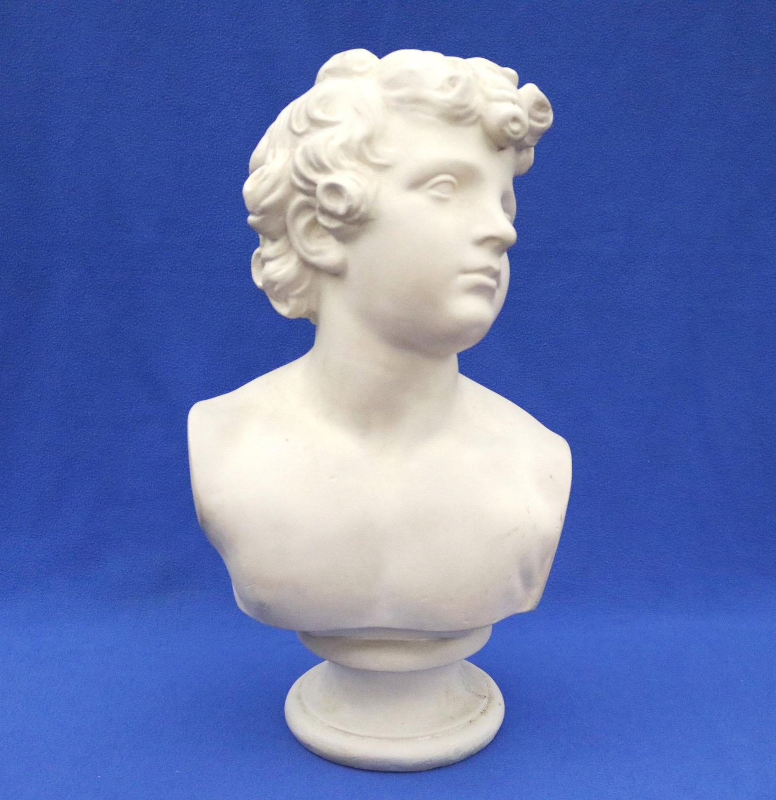 BISQUE PORCELAIN BUST OF CLASSICAL YOUTH - H: 20 in.. (1 of 8)