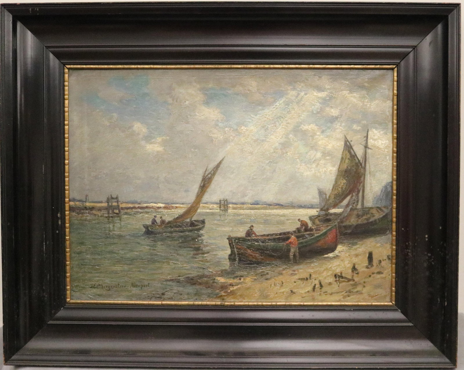 ERNST MORGENSTERN (German, 1853?1919). Fishing Boats at Nieuwpoort (Belgium), Oil on panel, 17 x 23 (1 of 18)