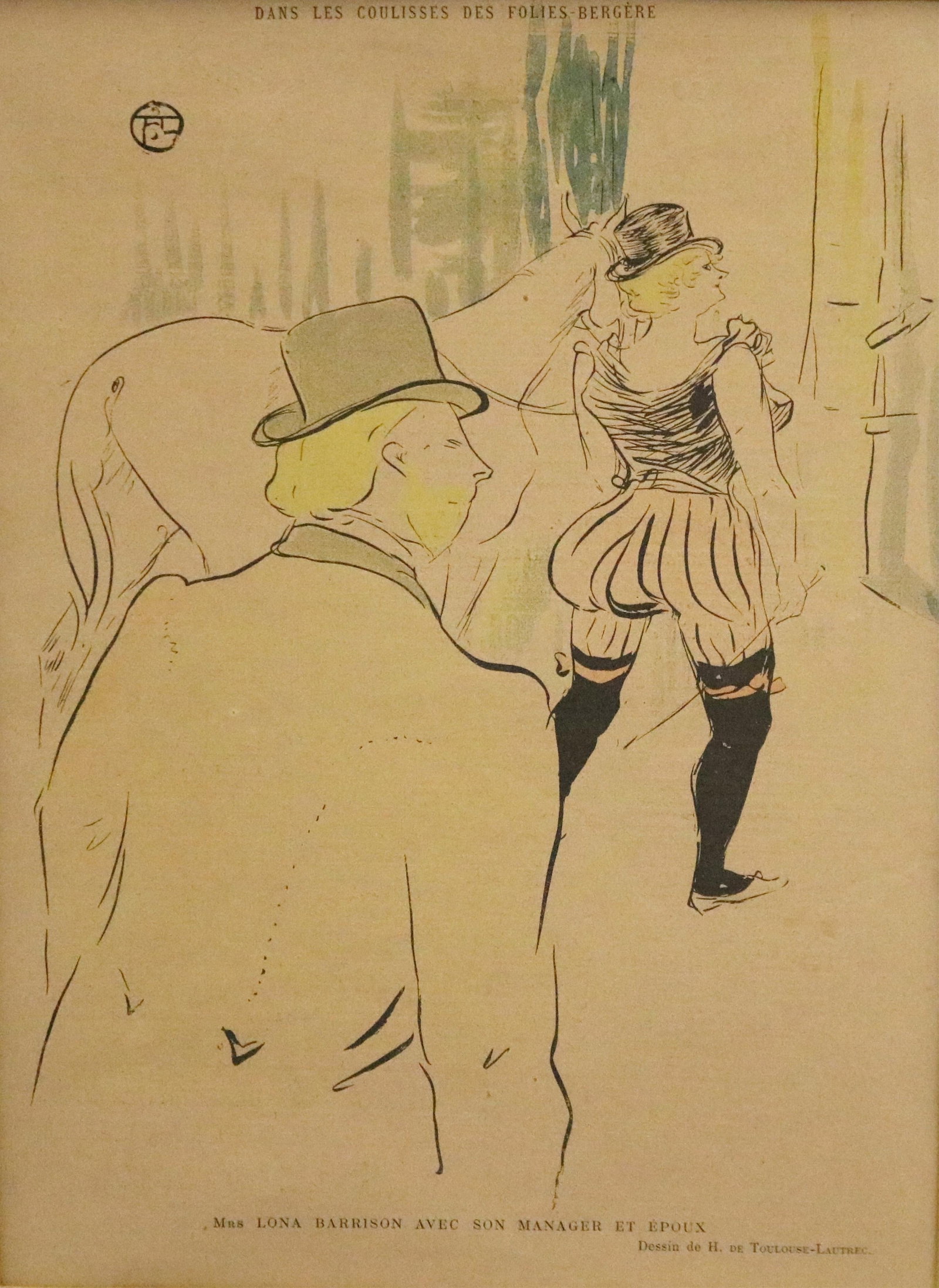 HENRI DE TOULOUSE-LAUTREC (French,). Dans les coulisses des Folies-Berg?re, 1896, chromotypogravure, (1 of 5)