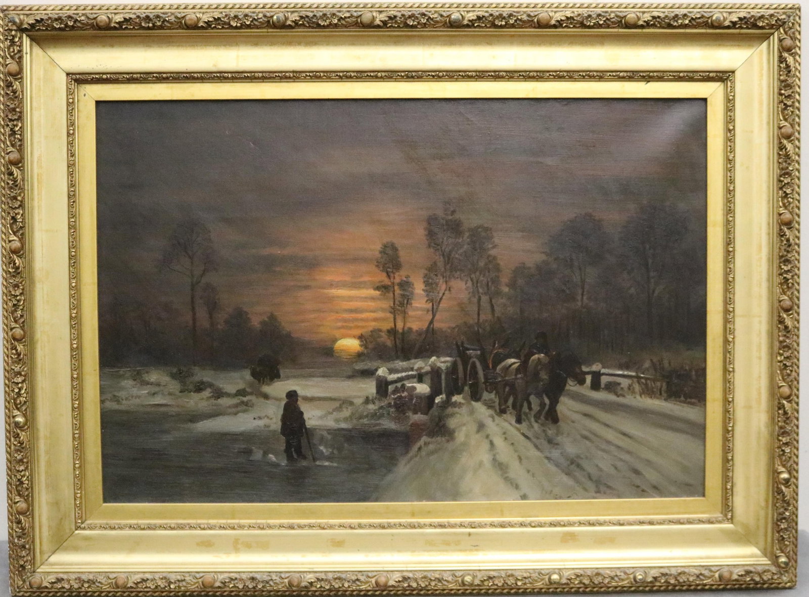 AMERICAN SCHOOL (19th / 20th century). Homeward Bound at Sunset, oil on canvas, 16 x 24 inches; (1 of 13)