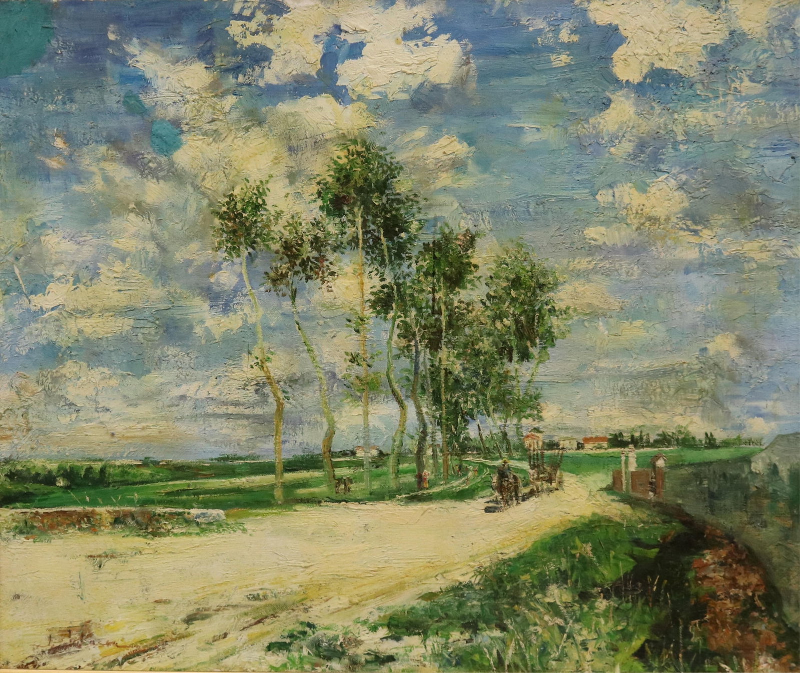 AMERICAN SCHOOL (20th century). Country Road with Poplars, Oil on canvas, 20 x 24 inches; frame: 25 (1 of 11)
