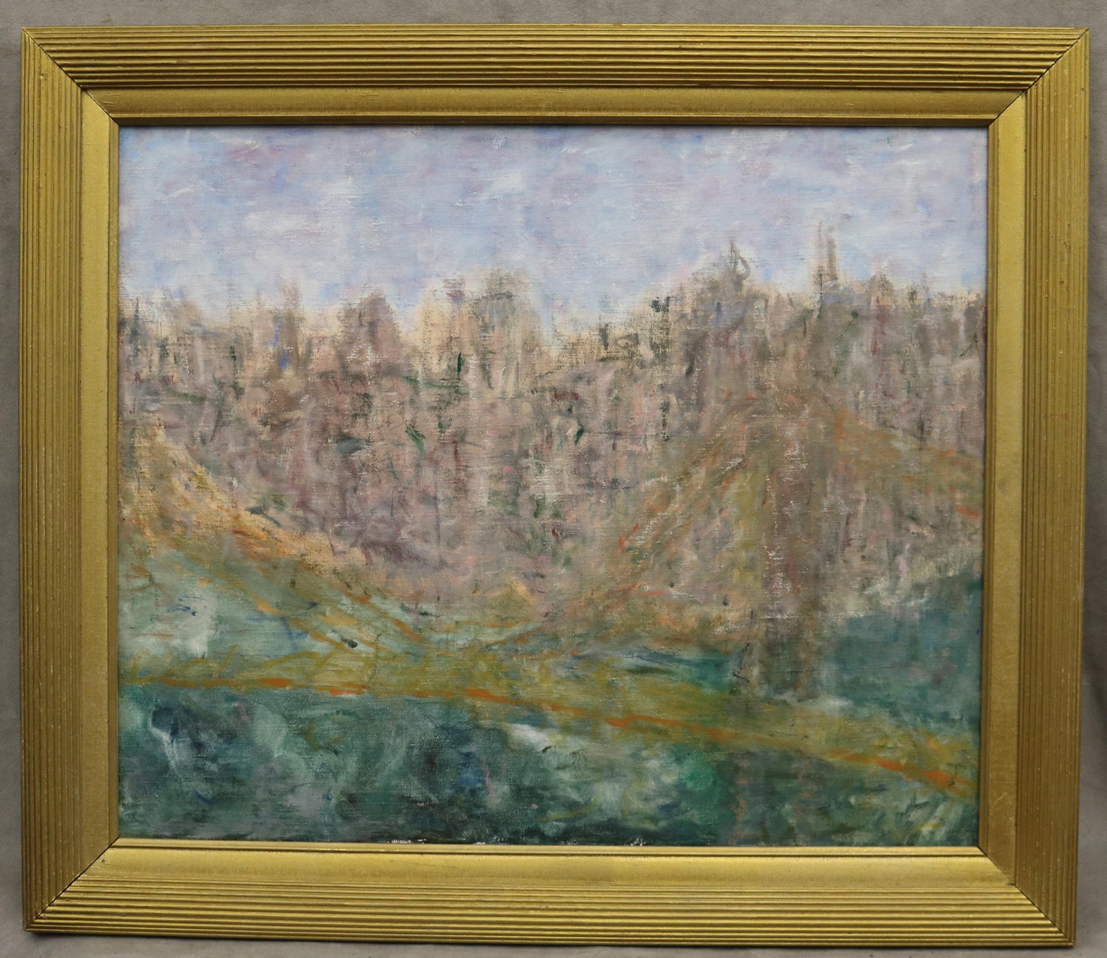AMERICAN SCHOOL (20th century). Forest Edge at the Water's Edge, Oil on canvas., 20 x 24 inches; (1 of 16)