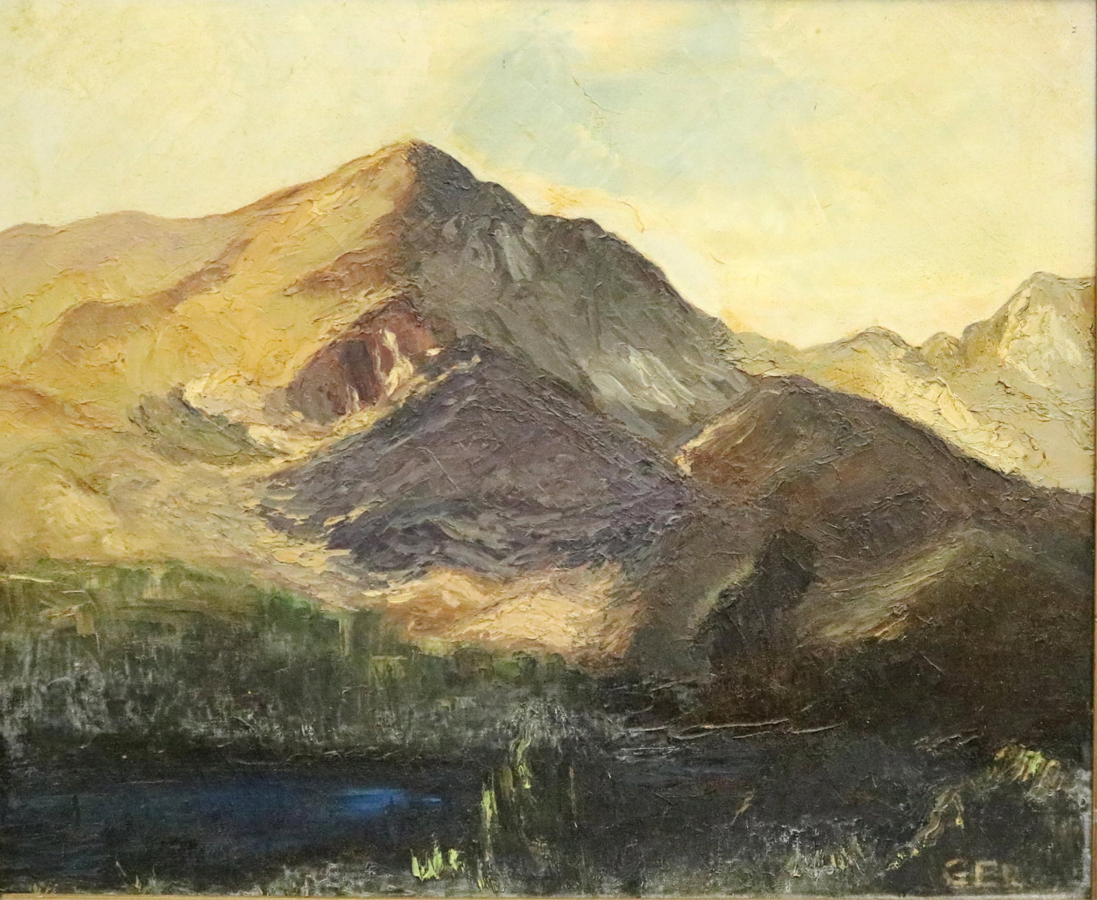 AMERICAN SCHOOL (early-to-mid 20th century). Impressionistic Mountain Landscape with Lake, Oil on (1 of 17)