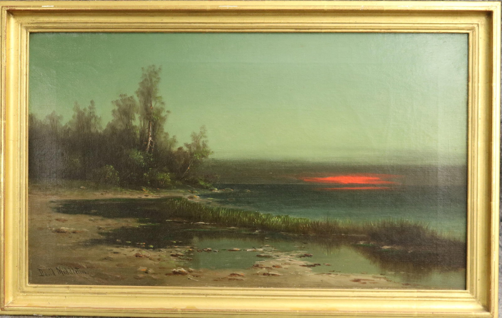 ASTLEY DAVID MIDDLETON COOPER (American, 1856-1924). Sunset, Conn., Oil on canvas (1 of 17)
