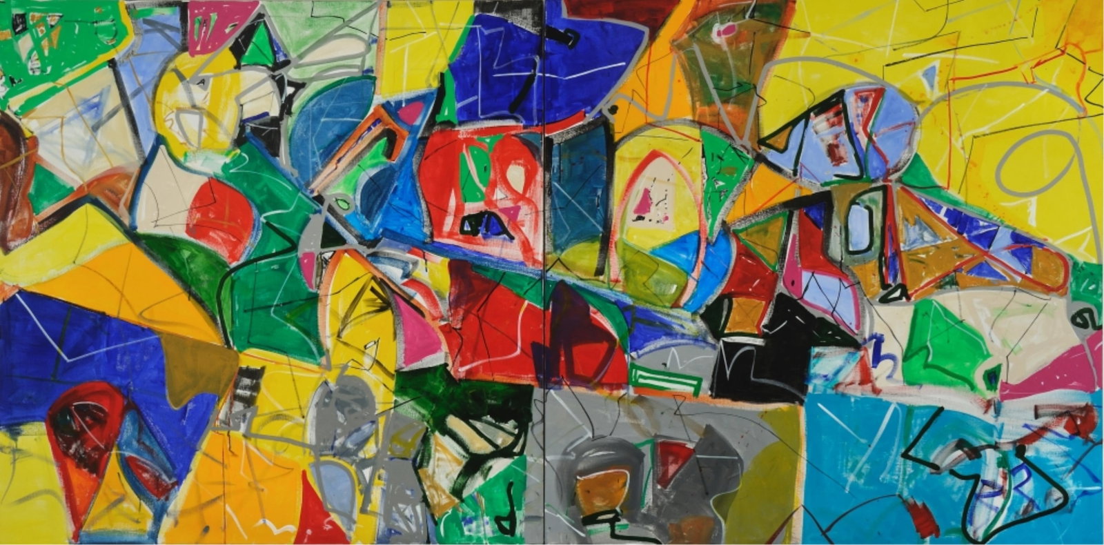 MICHAEL GROSS (American, 1944?2024). Diptych: All Well & Good, August 2016, Acrylic on canvas, Both (1 of 20)