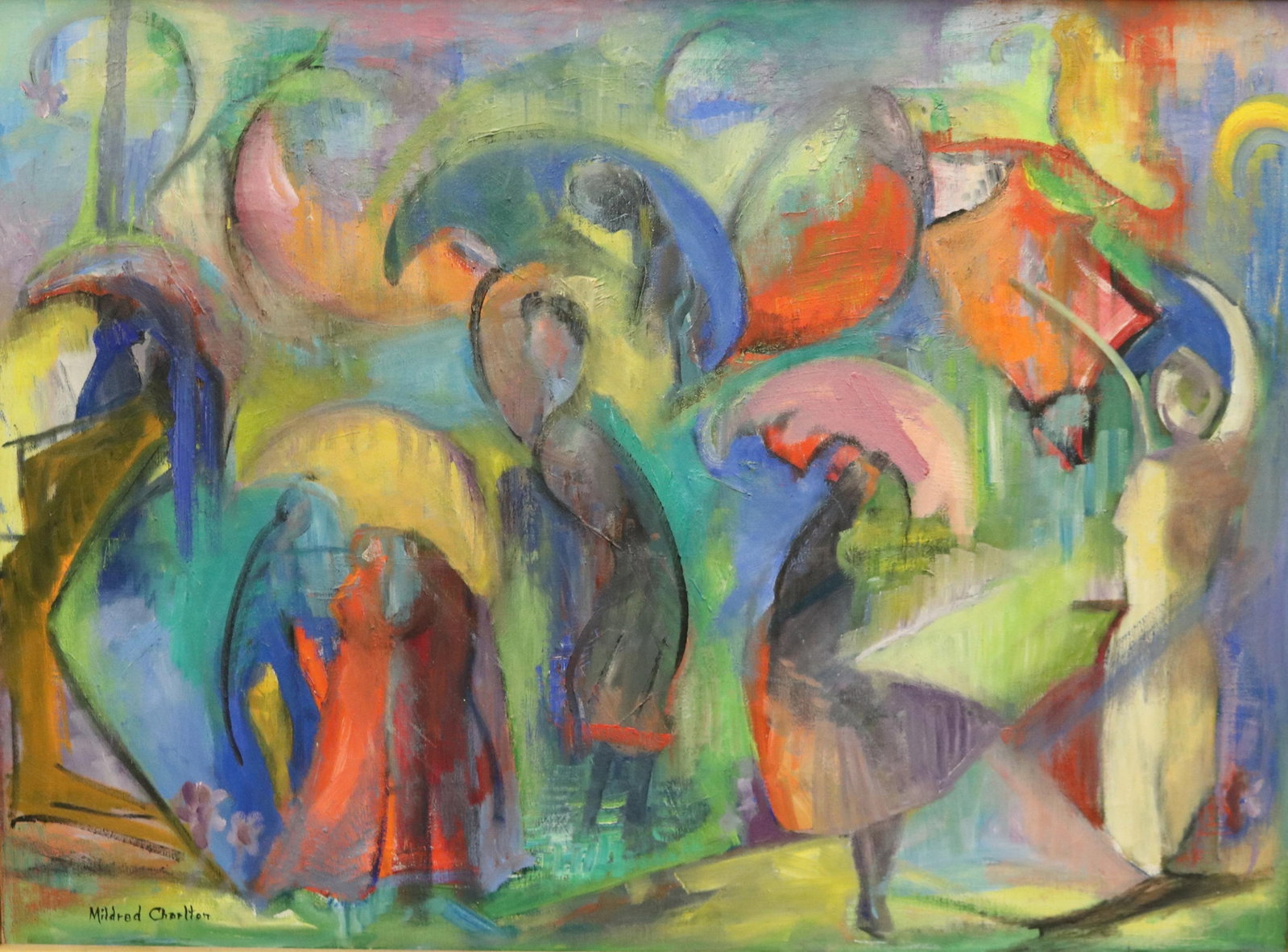 MILDRED CHARLTON (20th century). April Showers, circa 1966, Oil on canvas, 22 x 30 inches; frame: 23 (1 of 13)