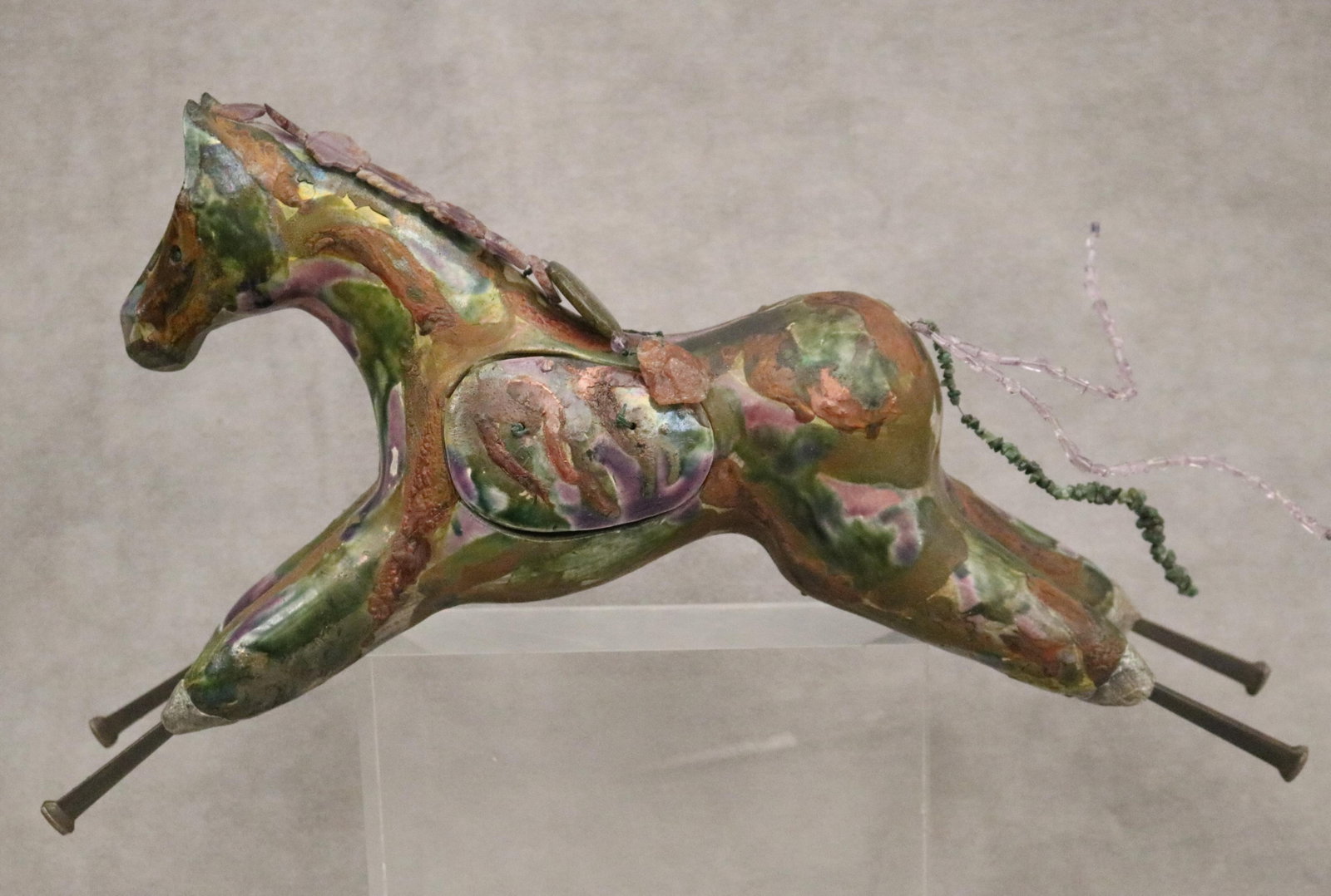 SHEENA CAMERON (American, 20th Century). Messenger Horse, fired clay using the raku method, Length: (1 of 15)