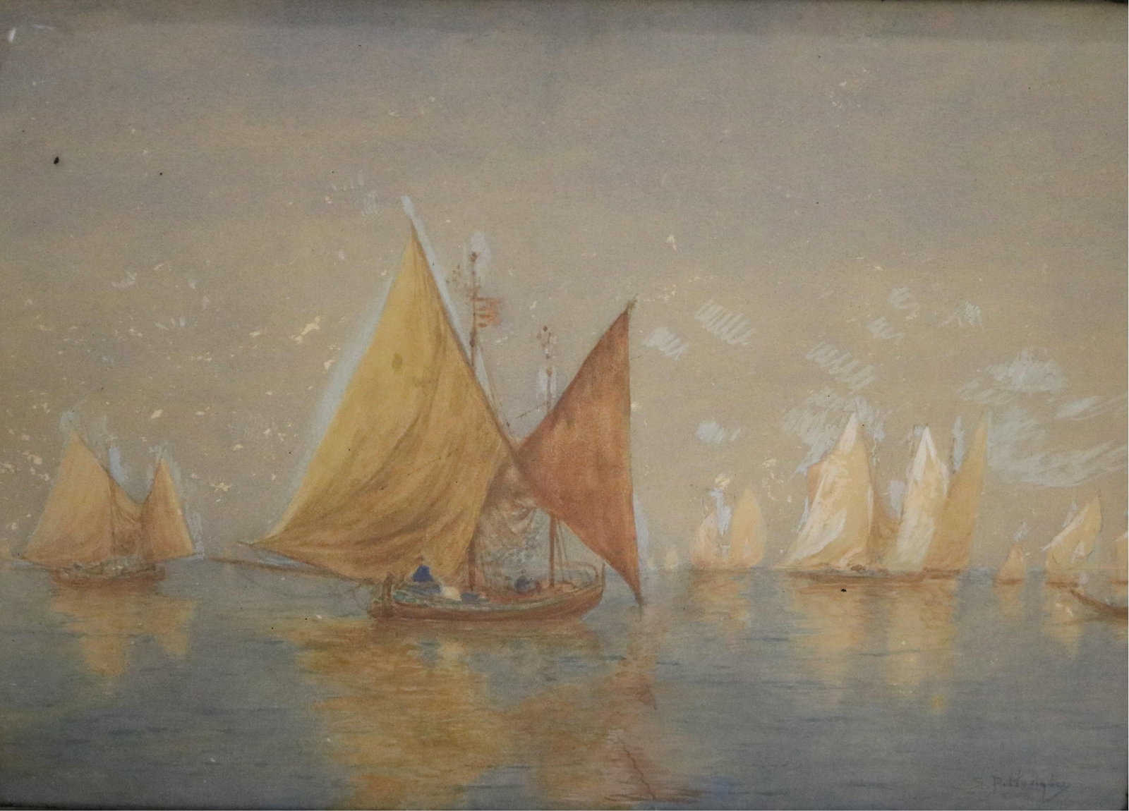 SYLVESTER PHELPS HODGDON (ATTRIBUTED), (American 1830?1906). Sailing Vessels in a Luminous Mist, (1 of 11)