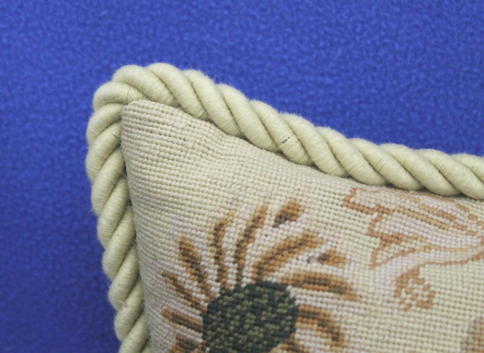TWO VINTAGE FLORAL NEEDLEPOINT PILLOWS - . - 7