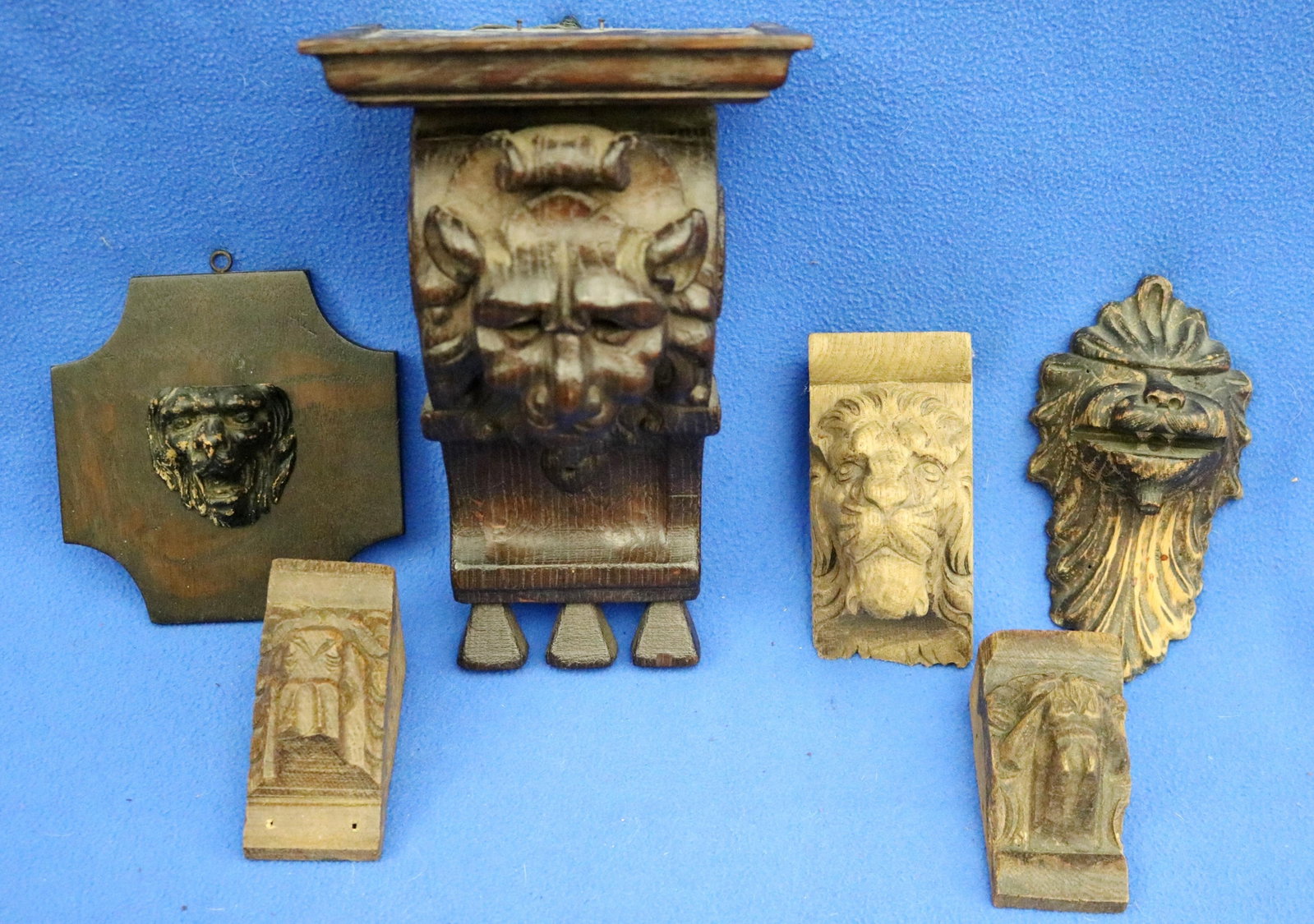 SIX ASSORTED HAND-CARVED RENAISSANCE REVIVAL ARCHITECTURAL ELEMENTS - . (1 of 15)