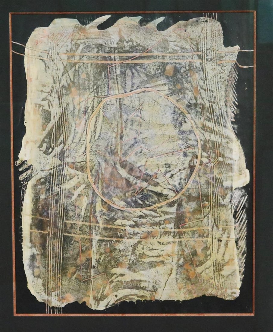 JOSE UNDA (Ecuadorian, born 1948). Serie de Observatorios, 1998, Mixed media on paper, Sight: 34 x: JOSE UNDA Ecuadorian, born 1948 Serie de Observatorios, 1998 Mixed media on paper Signed lower right hand corner. Verso signed, titled, and dated. Framed. Not examined out of frame. Sight: 34 x 26