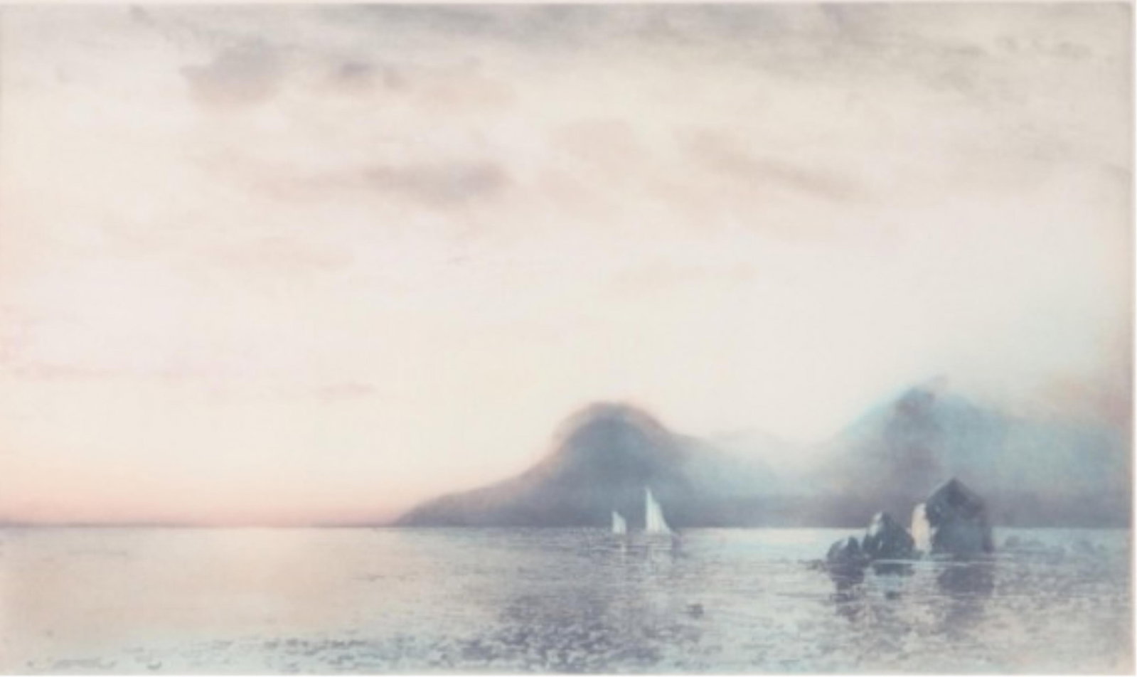 KAIKO MOTI (Indian, 1921-1989). Sailboats at Sunset, aquatint etching, Plate: 18 3/4 x 29 3/4 inches (1 of 1)